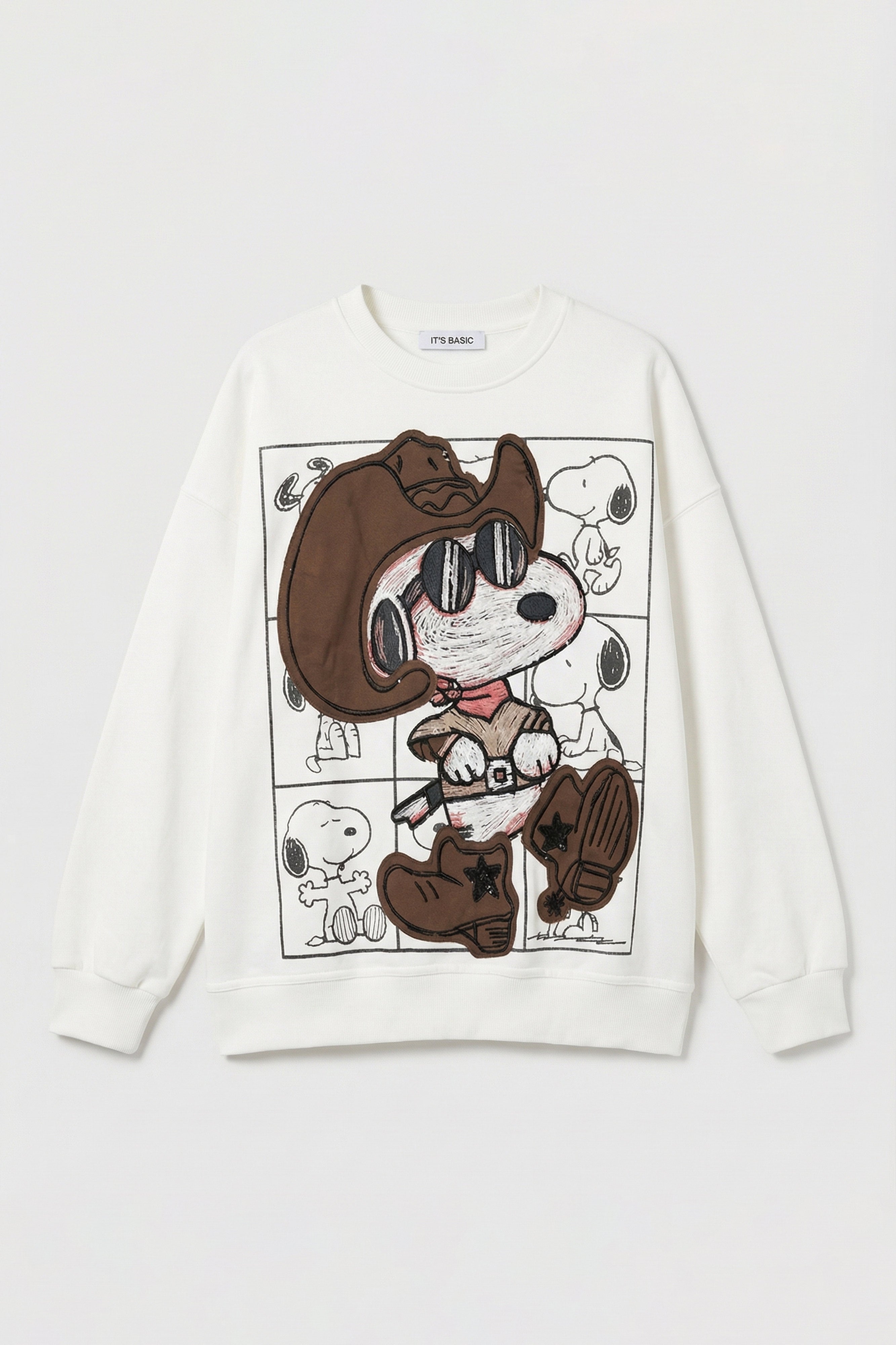Kadın Beyaz w5 Oversize Baskılı %100 Koton Organik Kumaş Sweatshirt