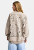 Women's Ecru Beige w5 Oversize Printed 100% Cotton Organic Fabric Sweatshirt