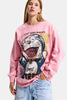 Women's Pink w5 Oversize Printed 100% Cotton Organic Fabric Sweatshirt