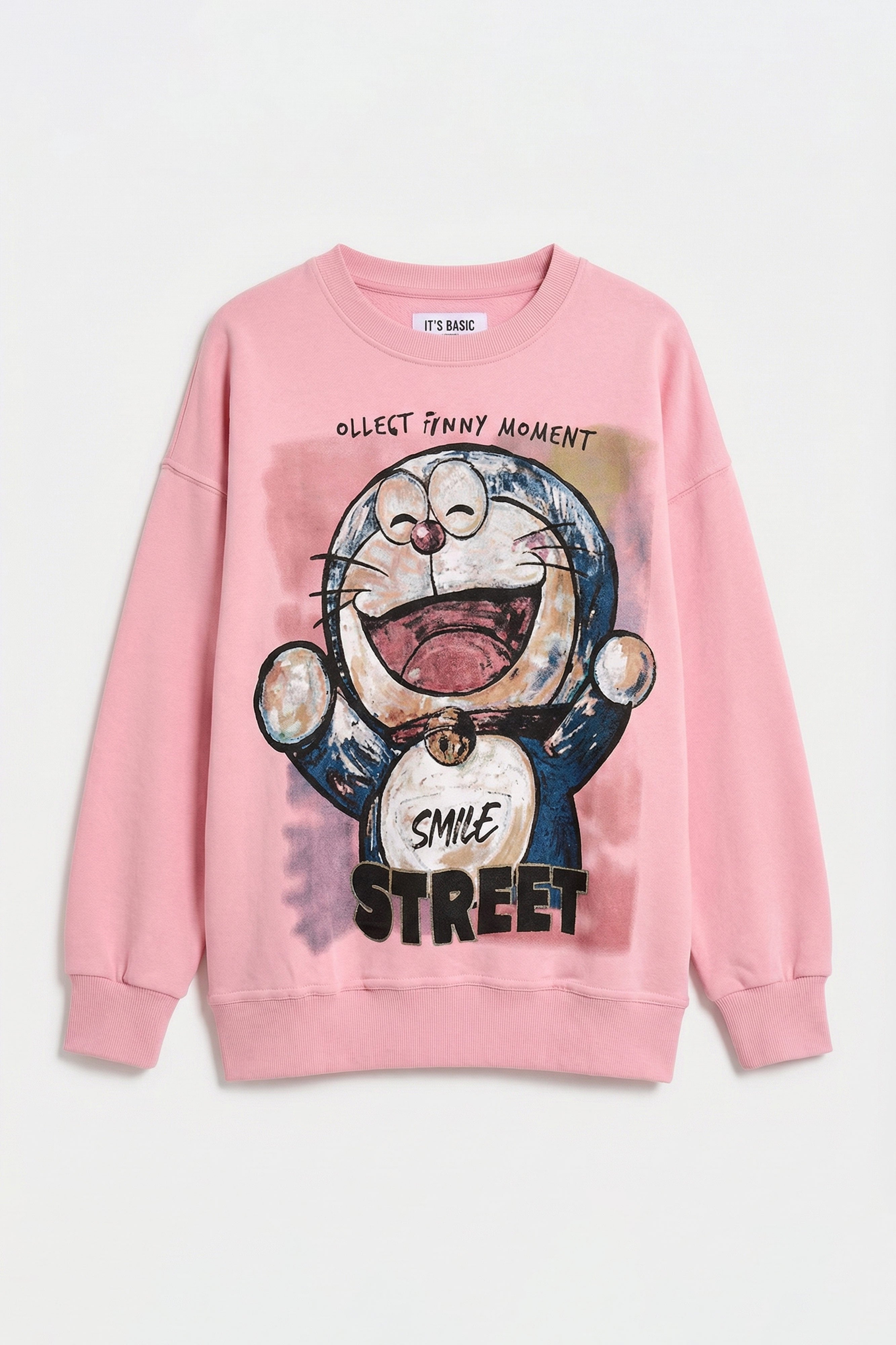 Women's Pink w5 Oversize Printed 100% Cotton Organic Fabric Sweatshirt