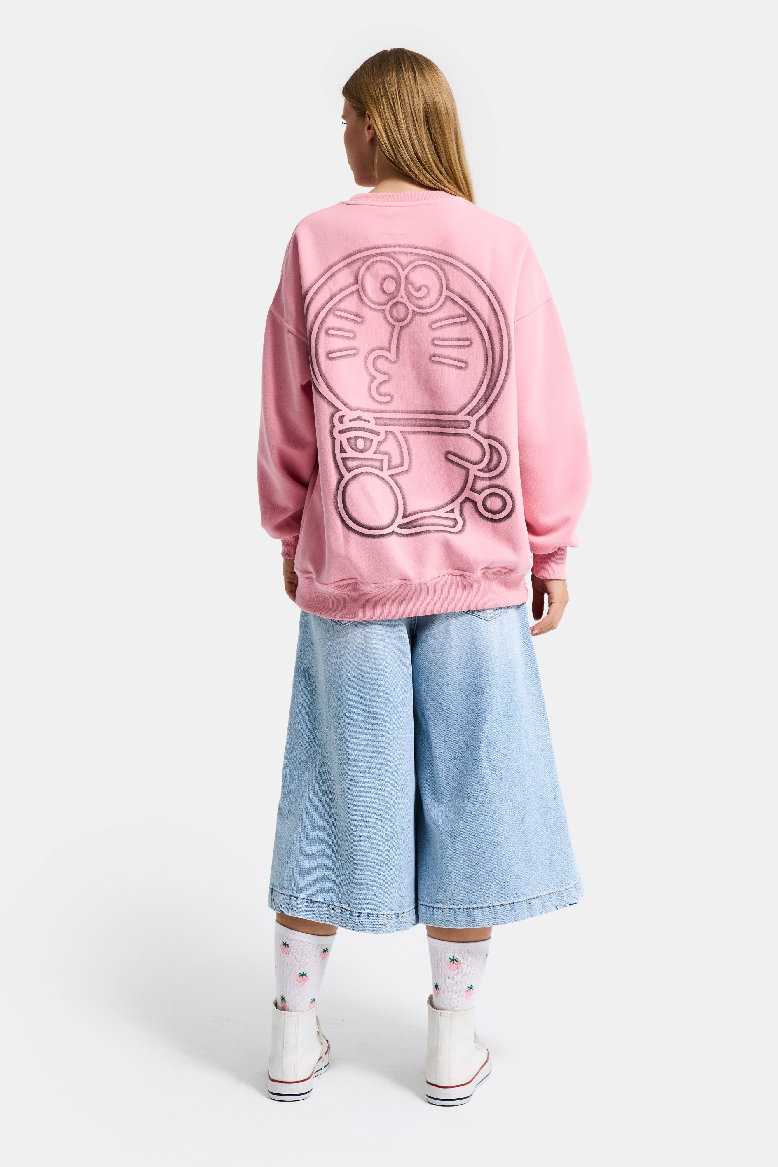 Women's Pink w5 Oversize Printed 100% Cotton Organic Fabric Sweatshirt