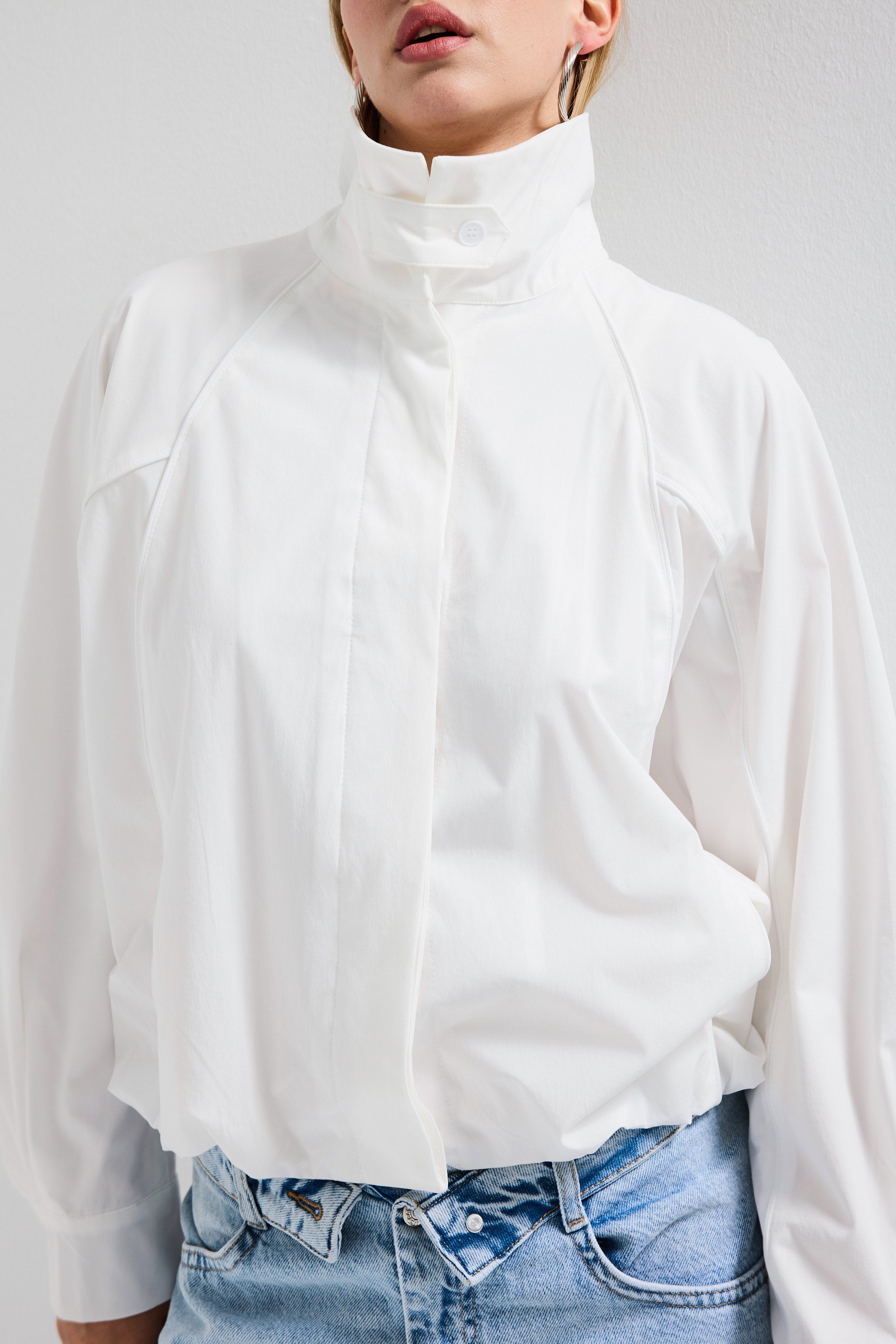 Women's White W5 Oversize Organic Fabric Design Shirt Jacket