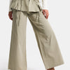 Women's Khaki Green W5 Straight Fit Loose Cut Belt Detail Special Design Trousers