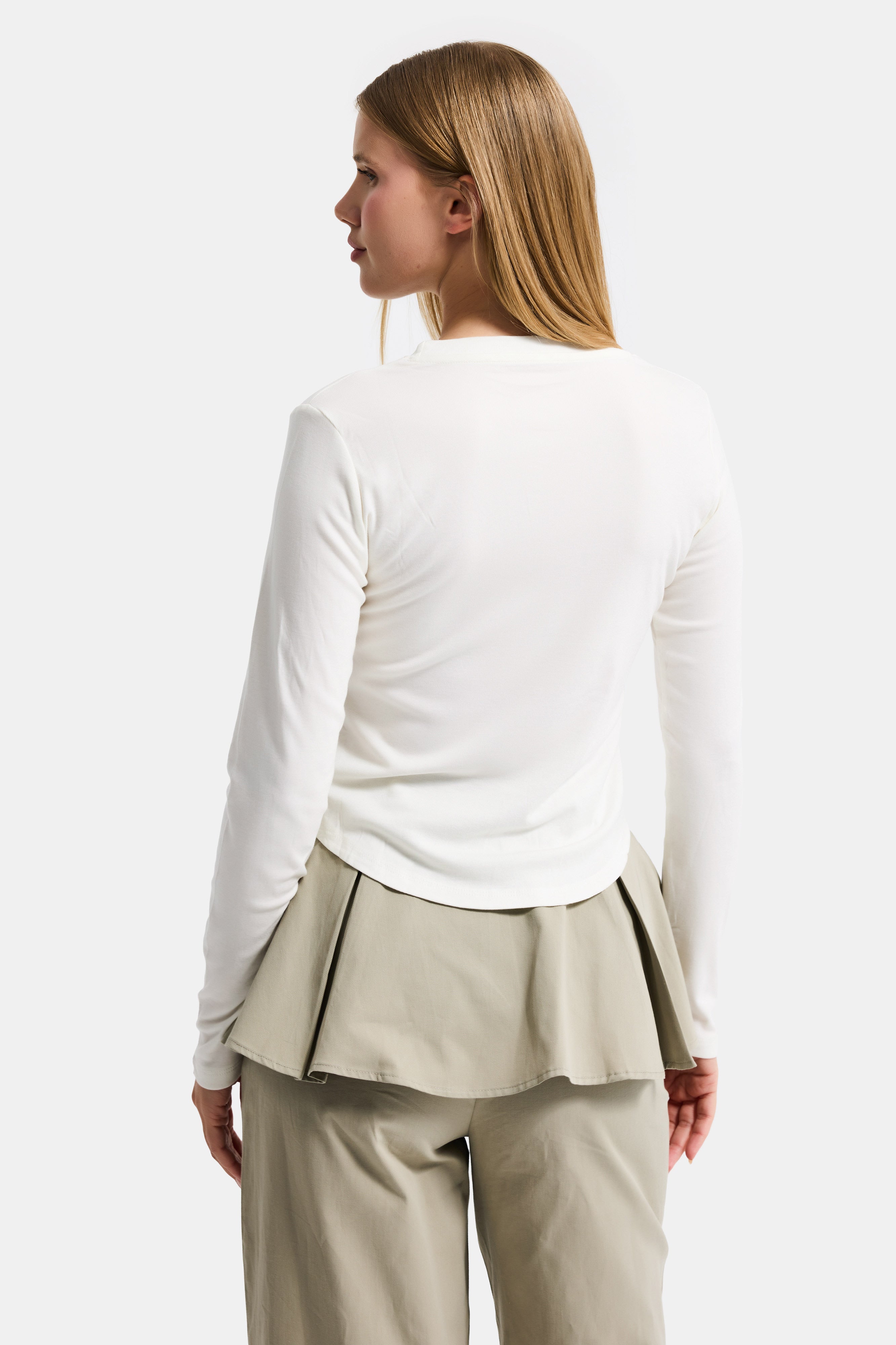 Women's Ecru w5 Organic Fabric Crop Fit Bodysuit