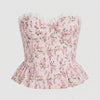 Women's Pink Floral Pattern Custom Designed Strapless Bustier