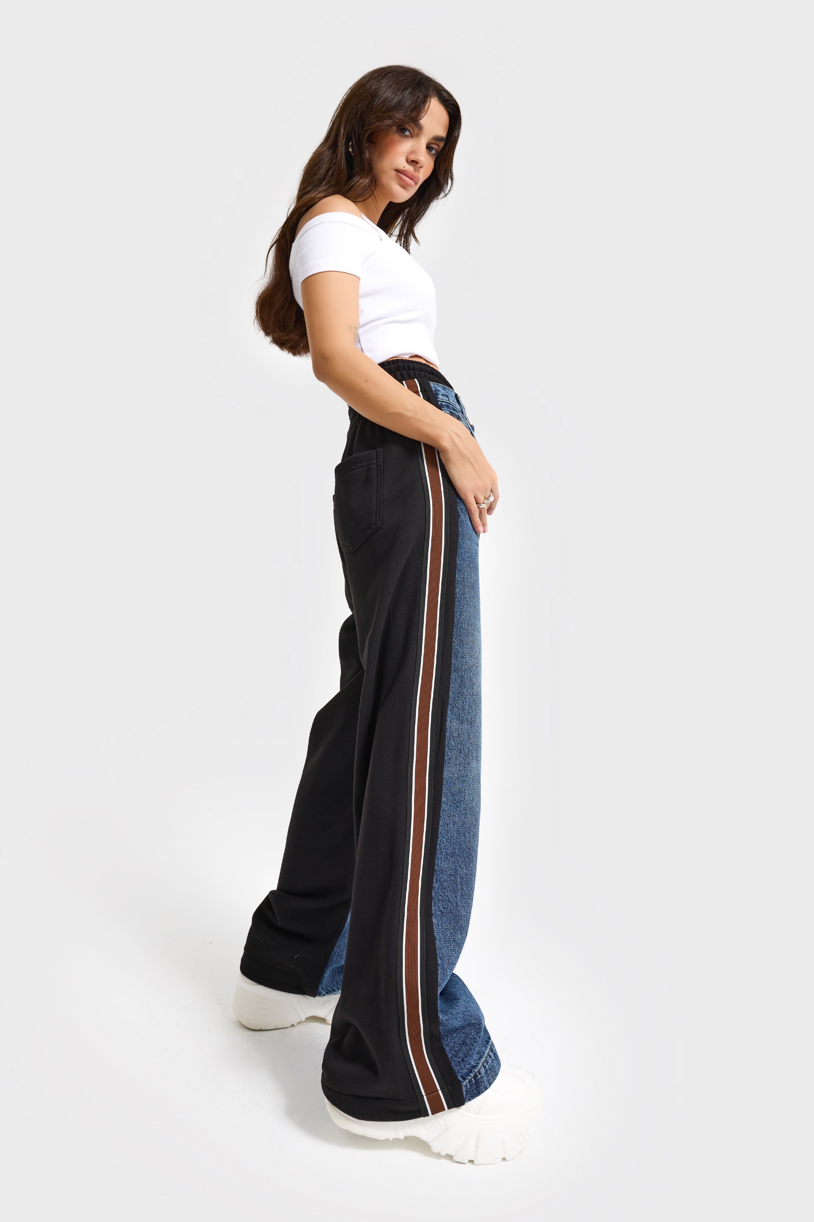 Kadın Koyu Kot Rengi 2w5-5 Straight Fit Bol Kesim Tasarım Denim Jean