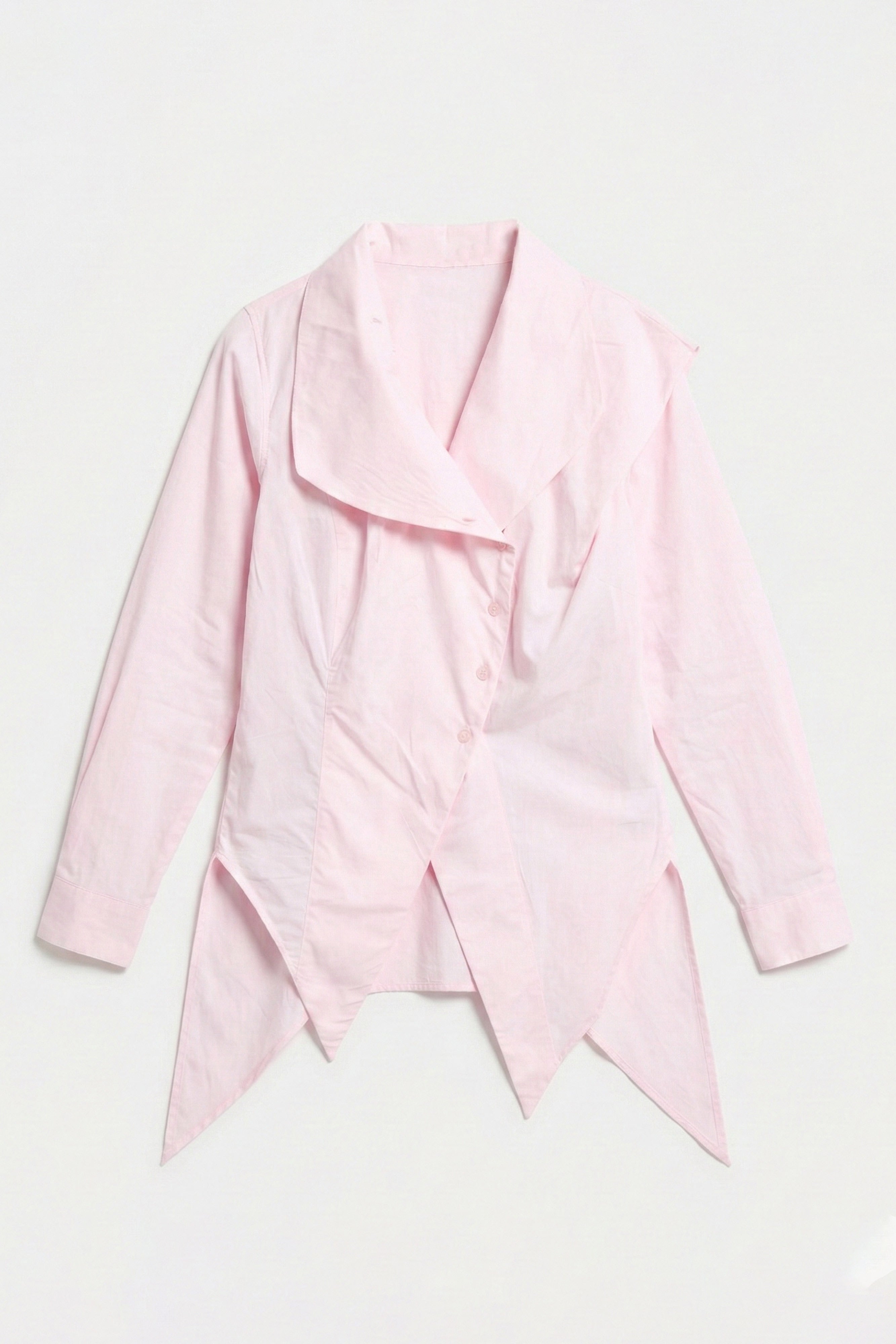 Kadın Pembe Renk Regular Fit Özel Yaka Detaylı Tasarım Gömlek