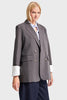 Women's Anthracite Super Loose Fit Double-Breasted Button Design Oversize Jacket