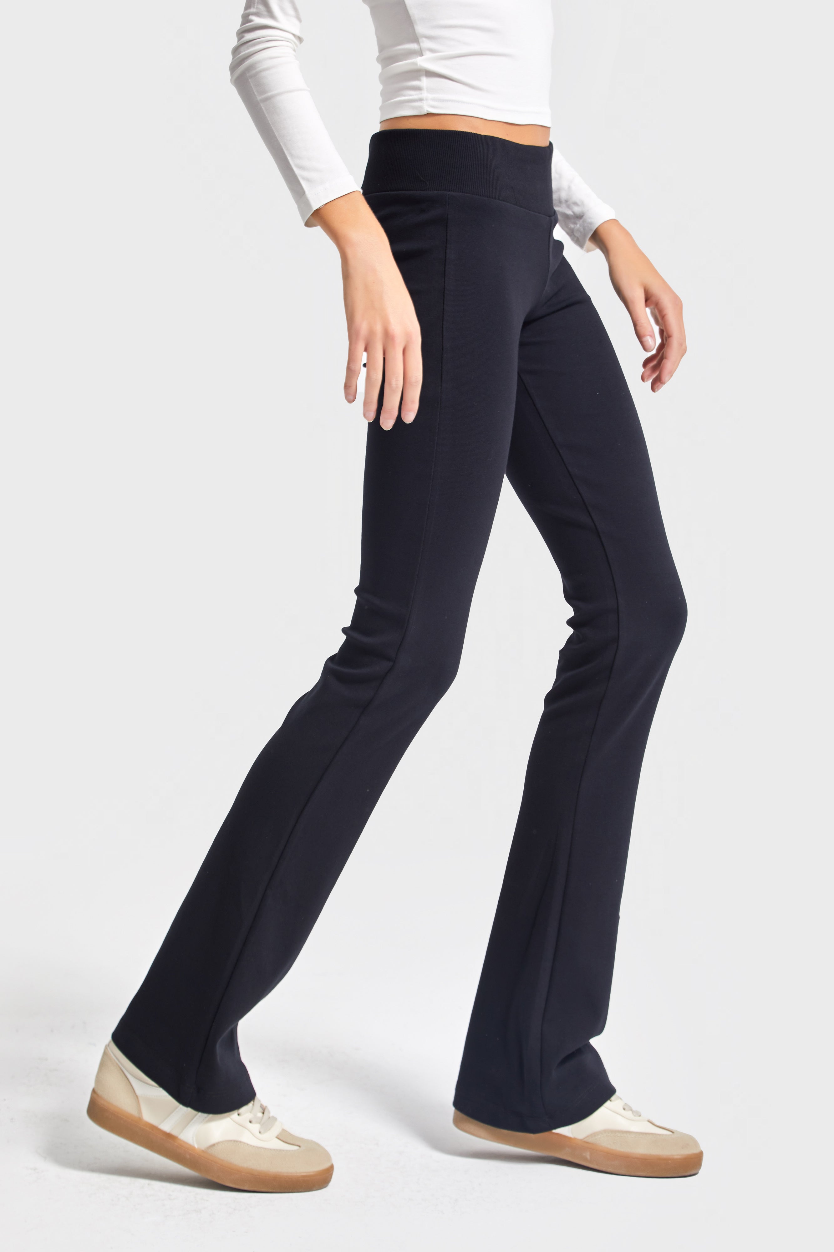 Kadın Siyah s5-1 Slim Fit Süper Esnek Kumaş Flare Fit Pantolon