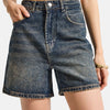 Kadın Koyu Tint Diana 2s6 Mom Fit Midi Boy Denim Şort
