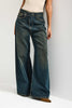Kadın Koyu Tint Renk Mega Baggy Fit Bol Kesim Denim Jean