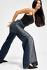 Kadın T.Kot Rengi 2w49 Parlak Taş Detaylı Wide Leg Fit Tasarım Denim Jean