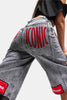 Kadın Gri Renk 4s6-13 Mega Baggy Fit Paça ve Cep Detaylı Özel Tasarım Denim Şort