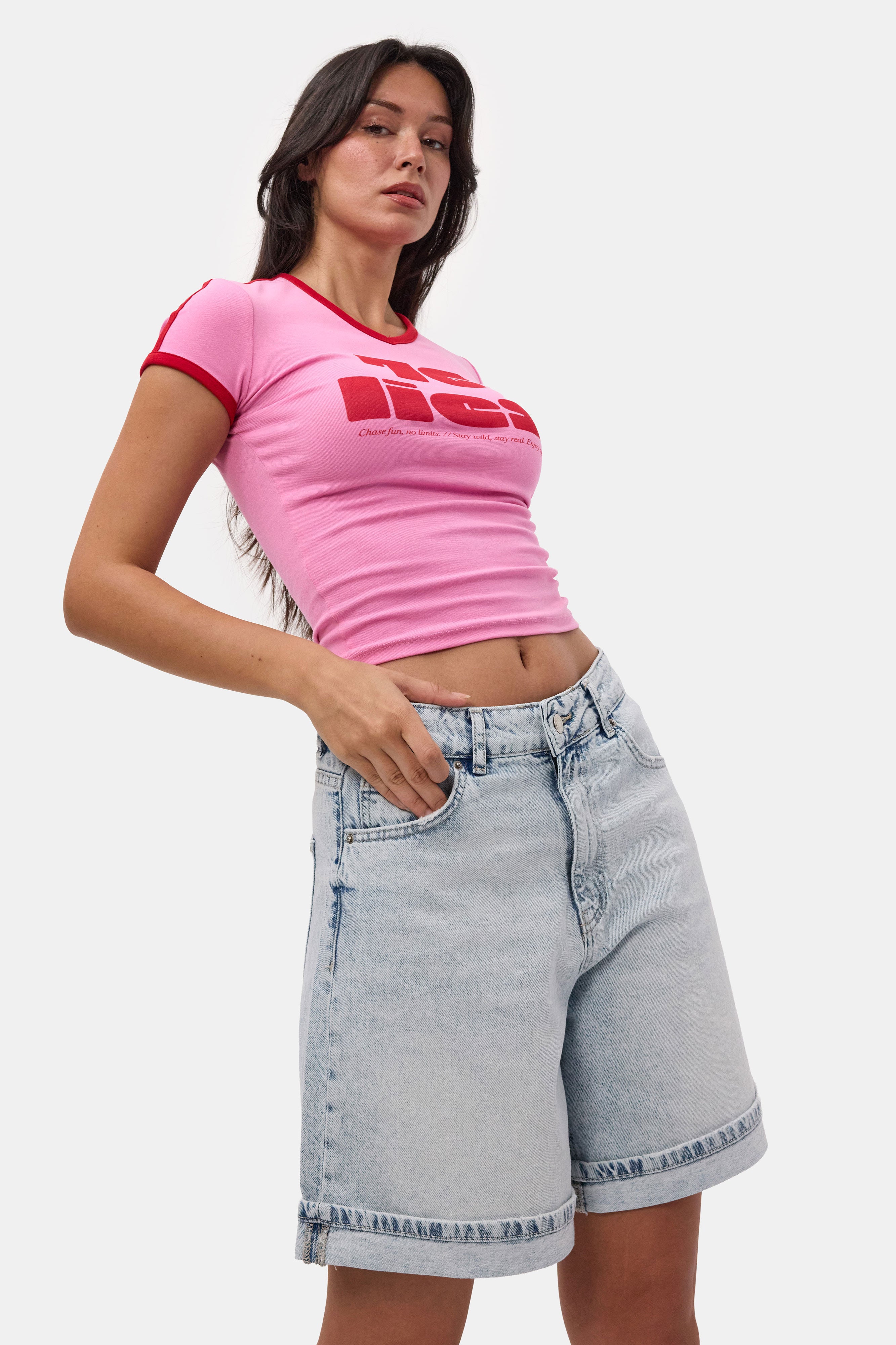 Kadın Ice 4s6-3 Relax Fit Bol Kesim Duble Paça Denim Şort