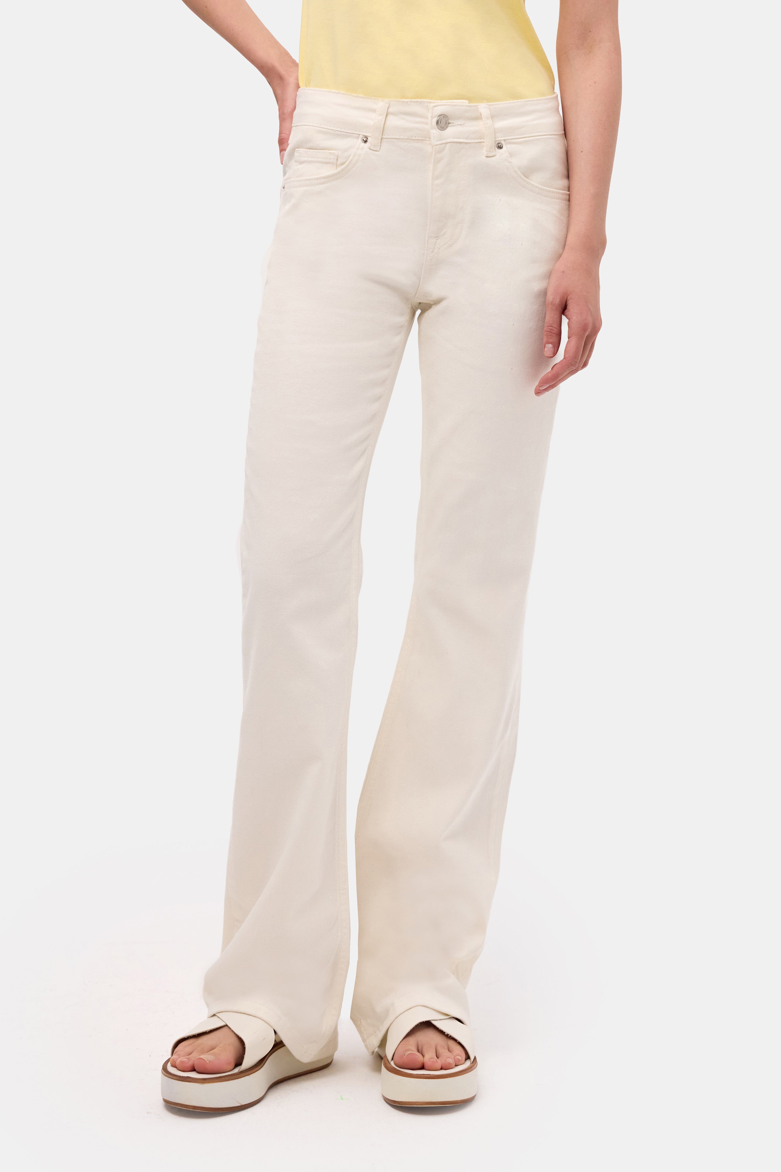 Kadın Kırık Beyaz 7s6-101 Mid Rise Flare Fit Denim Jean
