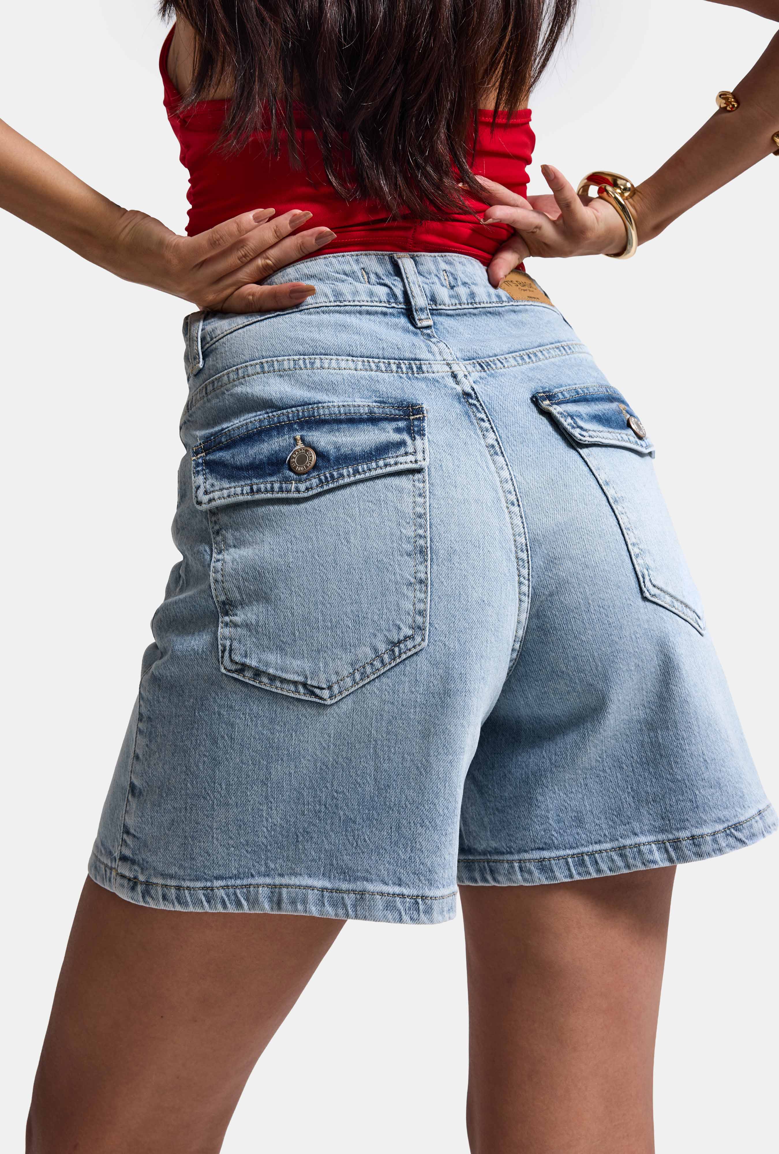 Kadın Ice 4s6-3 Relax Fit Midi Boy Esnek Kumaş Denim Şort