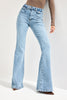 Women's Ice Blue Denim Flare Fit Viscose Elastane Fabric Jean