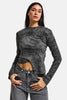 Kadın Antrasit Gri w5 Asimetrik Kesim Drop Detaylı Özel Tasarım Crop Top