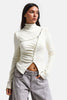 Kadın Beyaz w5 Asimetrik Kesim Fermuar Detaylı Özel Tasarım Crop Top