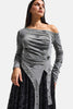 Women's Grey w5 Off-the-Shoulder Blouse with Panel Detail, Special Design