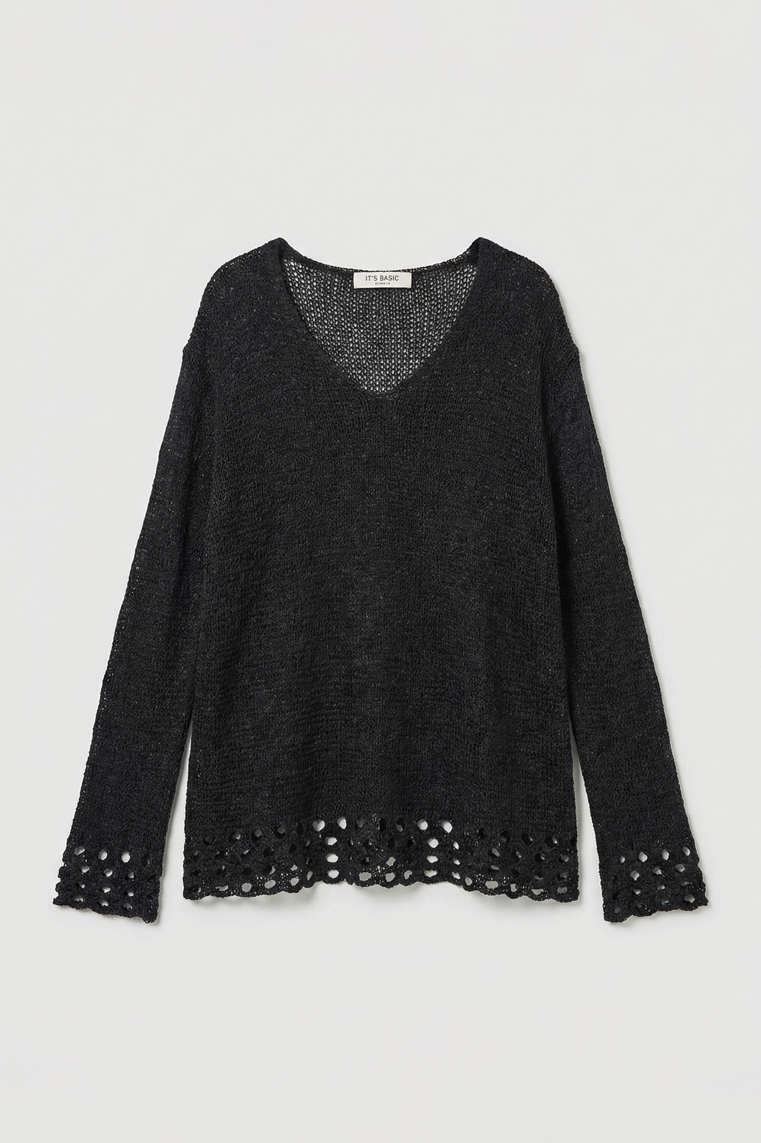 Kadın Siyah w5 Oversize Özel Kumaş Tasarım Bol Kesim Triko