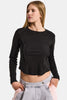 Kadın Siyah Renk w5 Organik Kumaş Crop Fit Body