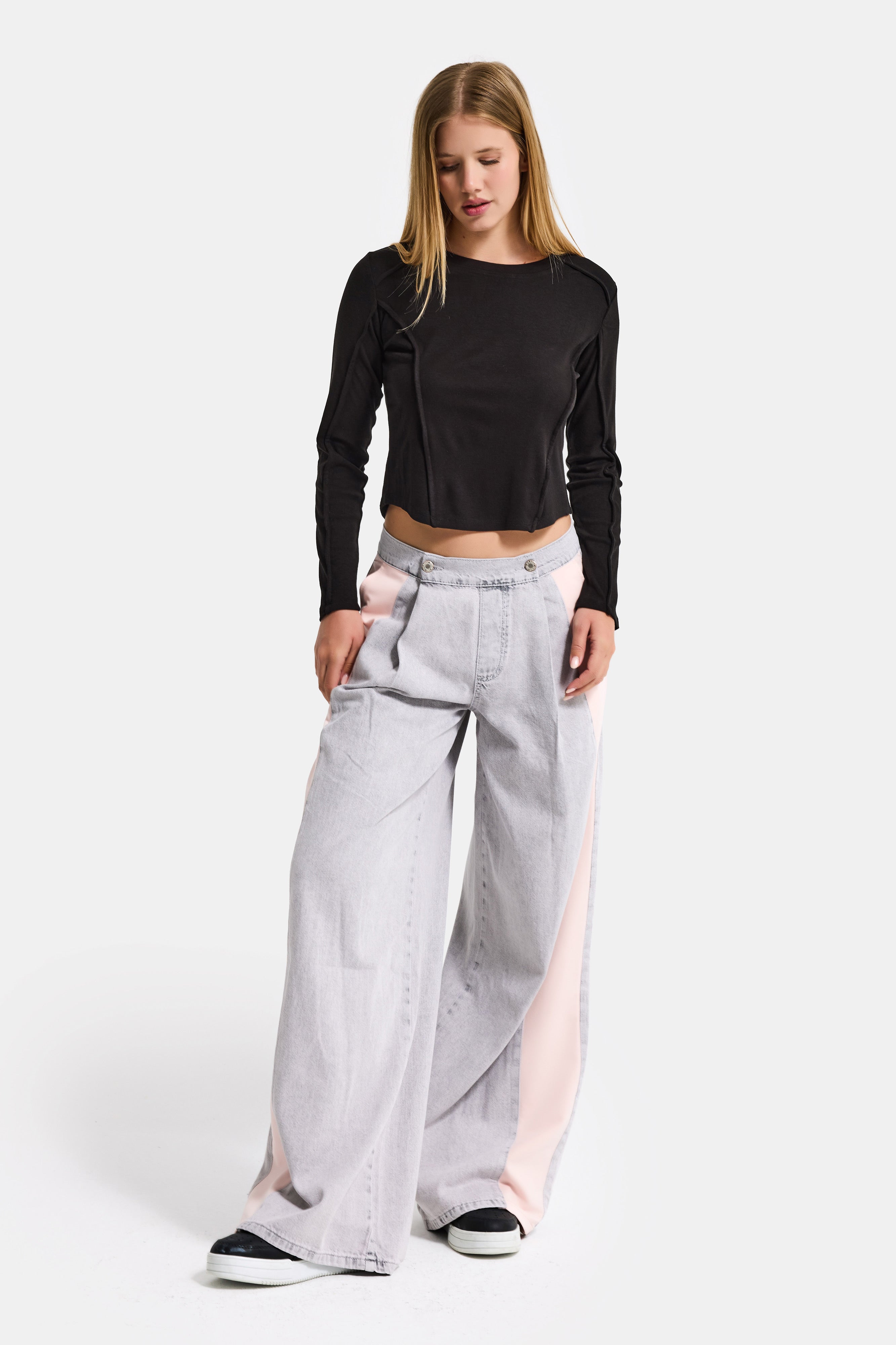 Women's Black W5 Organic Fabric Crop Fit Bodysuit