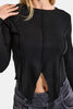 Kadın Siyah Renk w5 Asimetrik Kesim Crop Fit Tasarım Body