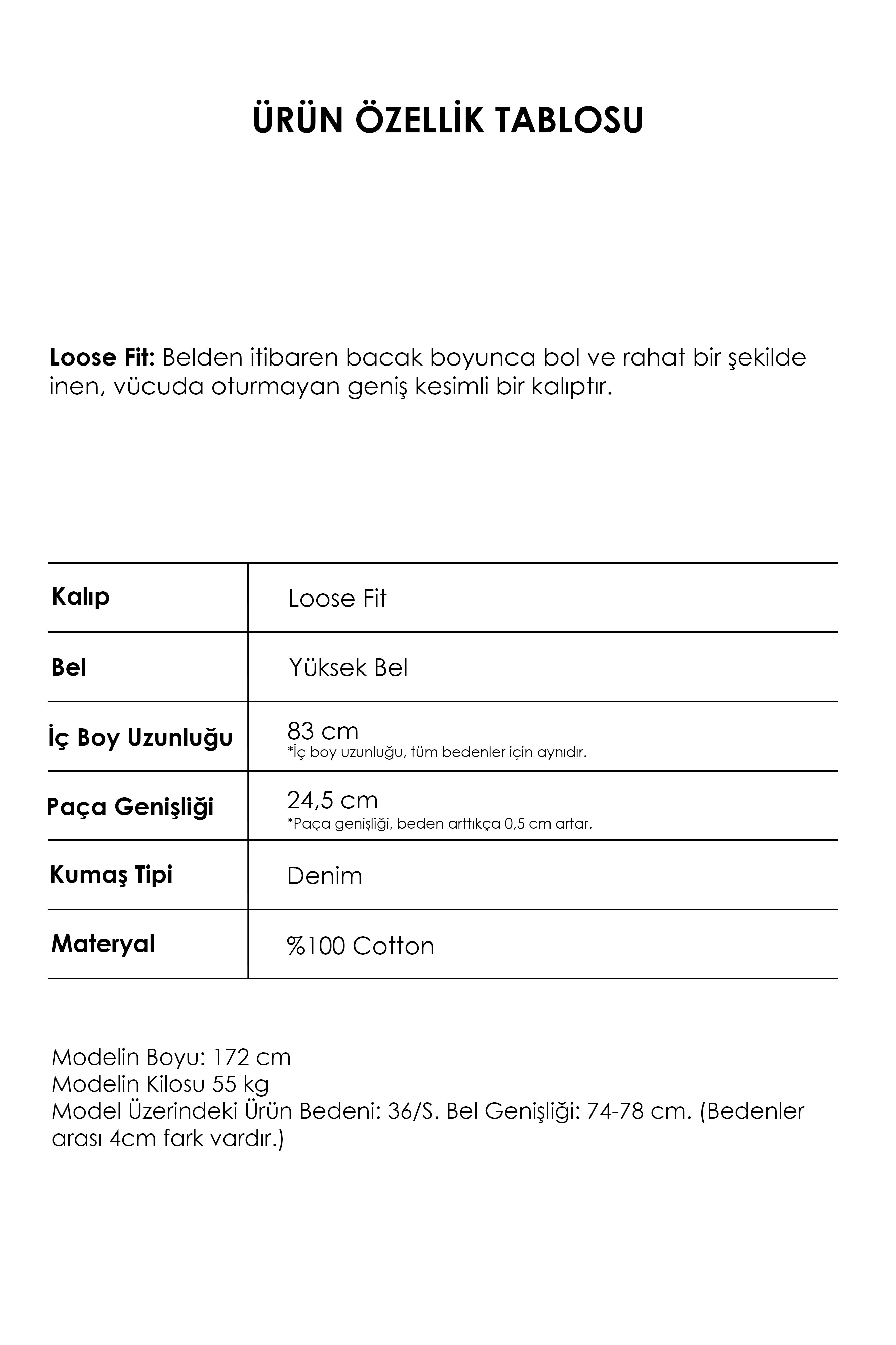 Kadın T.Kot Rengi Lora T2-4S5-30 Loose Fit Parlak Kare Taşlı %100 Koton Tasarım Denim Jean