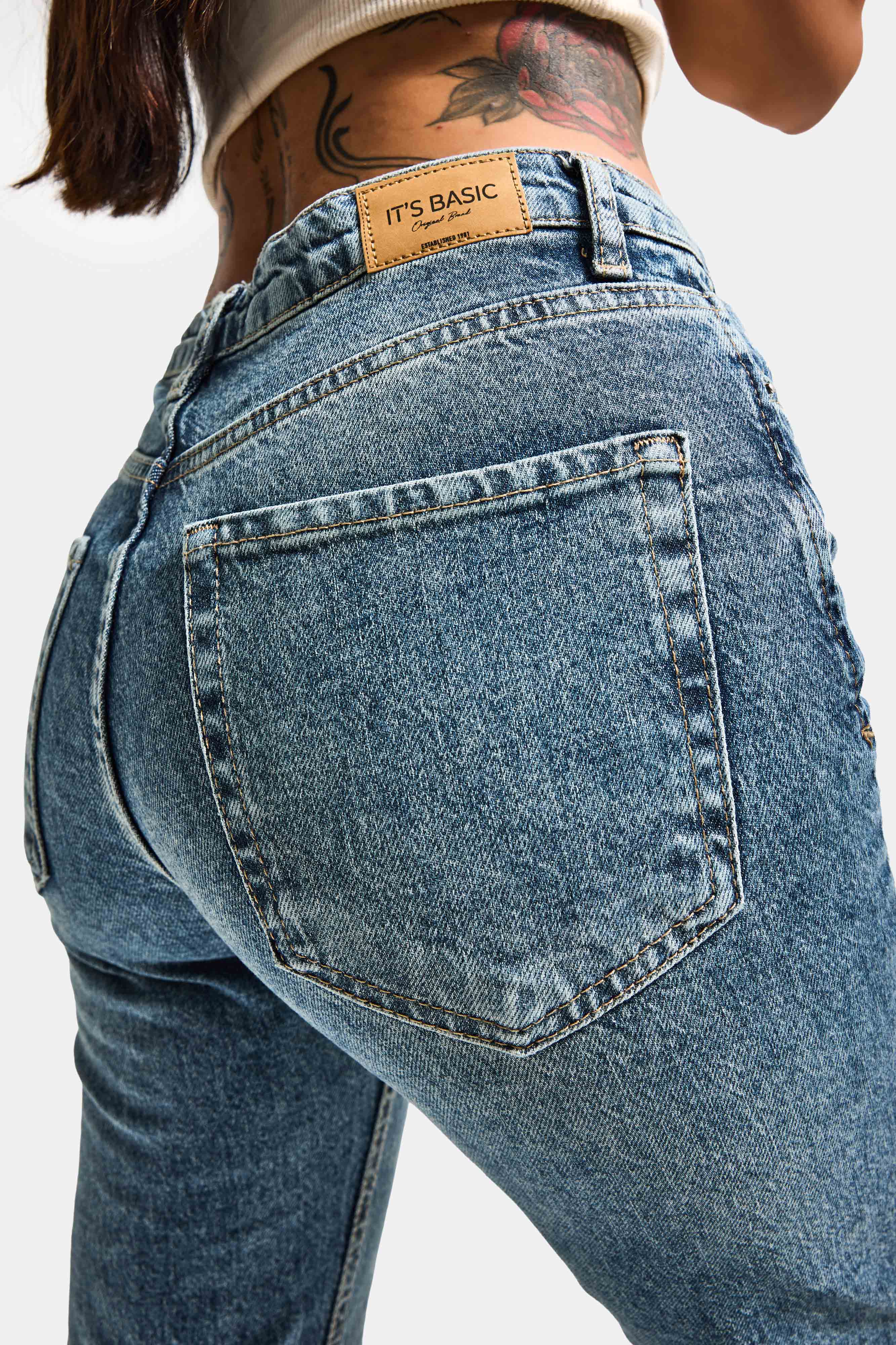 Kadın Kot Rengi 4w5-32 Düşük Bel Straight Fit %100 Koton Denim Jean