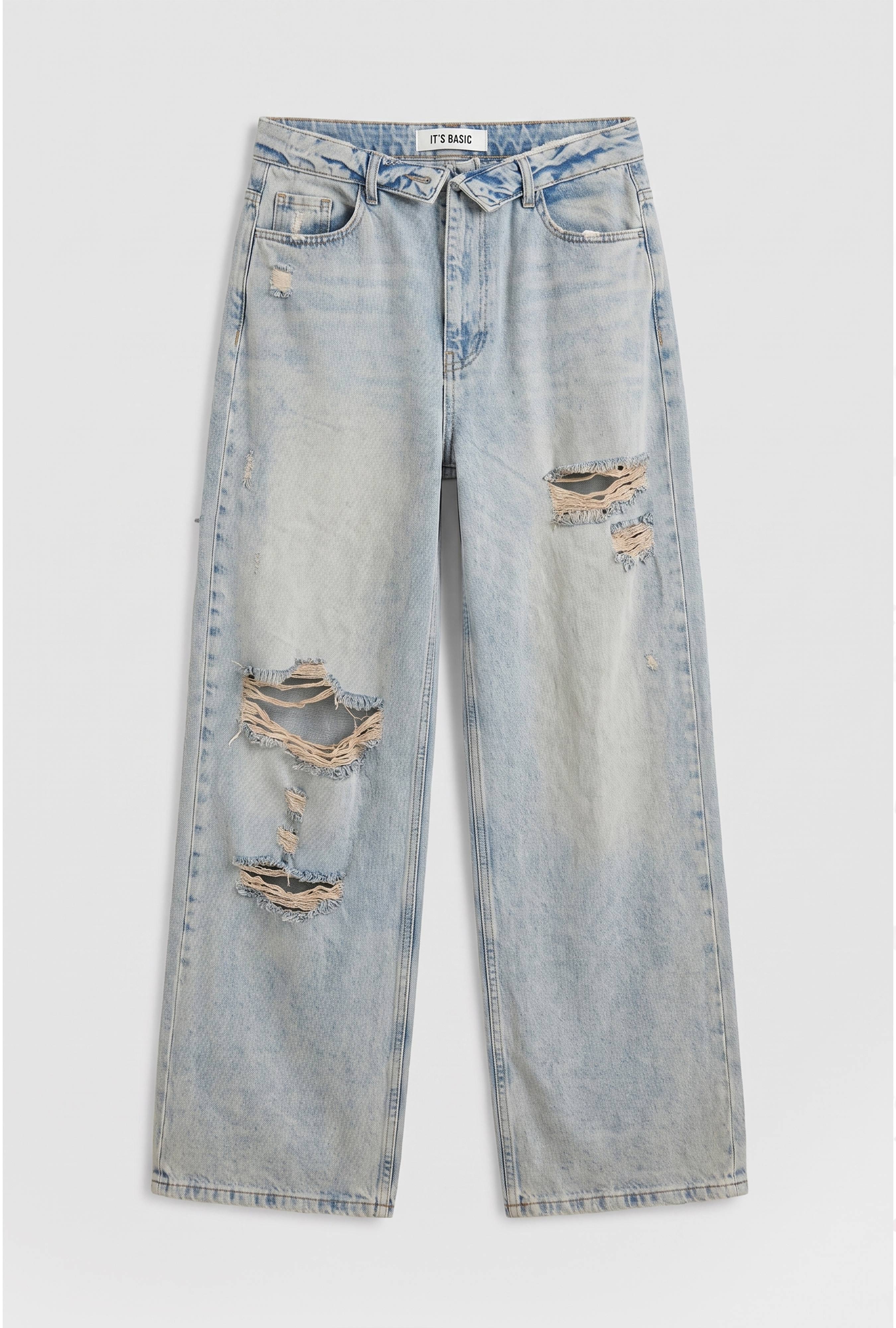 Kadın Kot Rengi 12s6-32 Straight Fit Kemer Detaylı Özel Tasarım Denim Jean