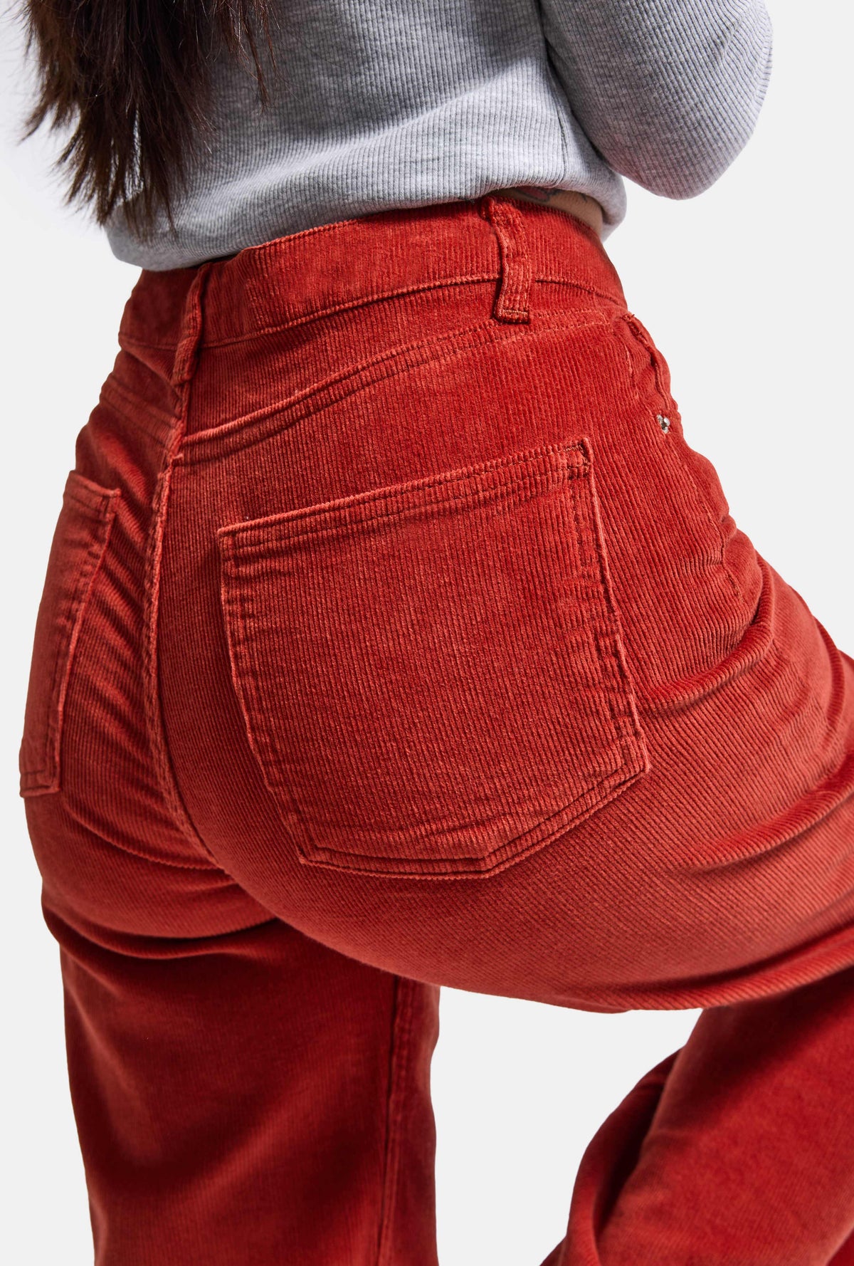 Women's Tile Color 26w5-104 Fine Corduroy Straight Fit Trousers