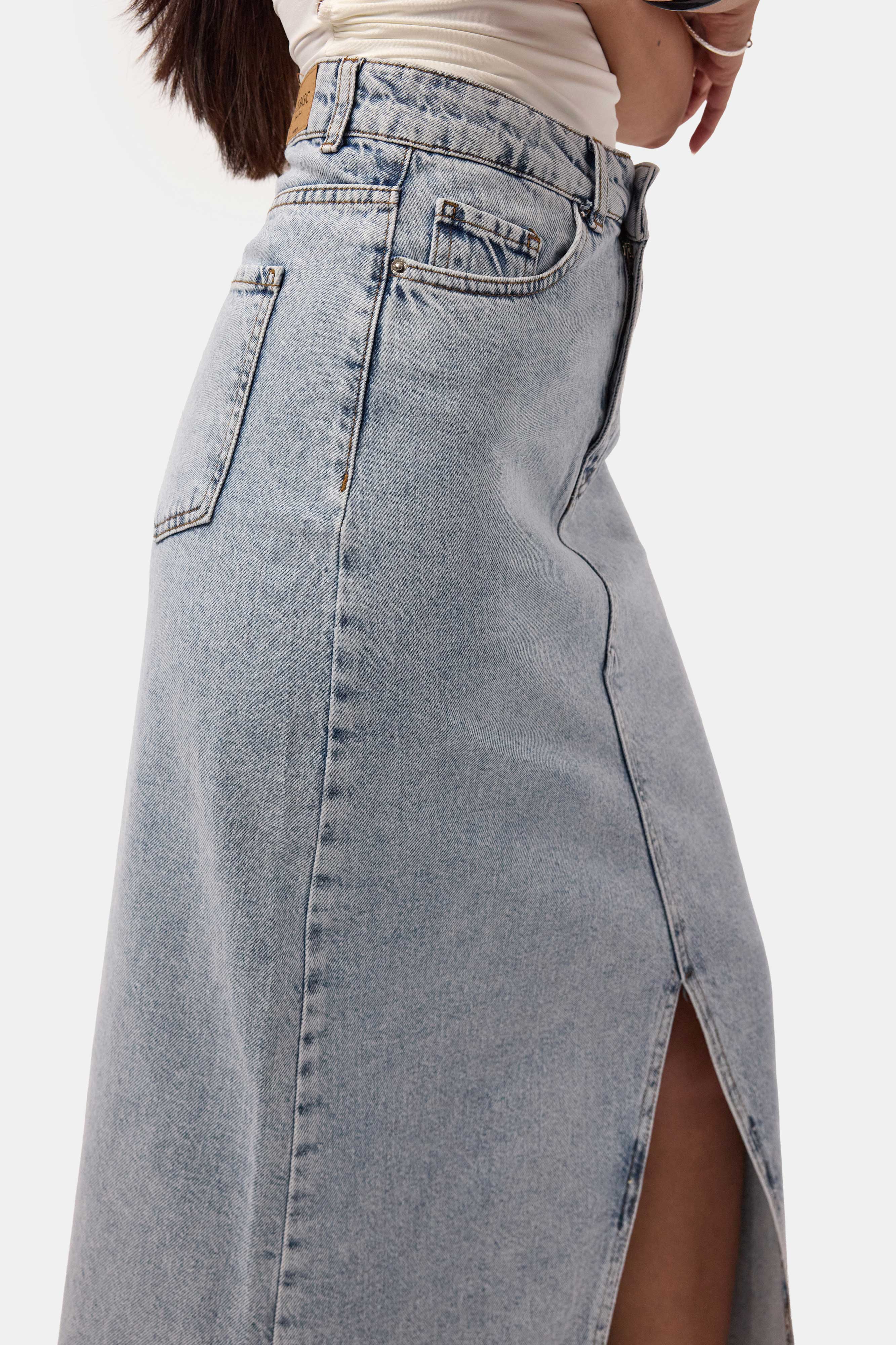Женская джинсовая юбка Snow Jeans Color Deep Slit High Talys Long Denim