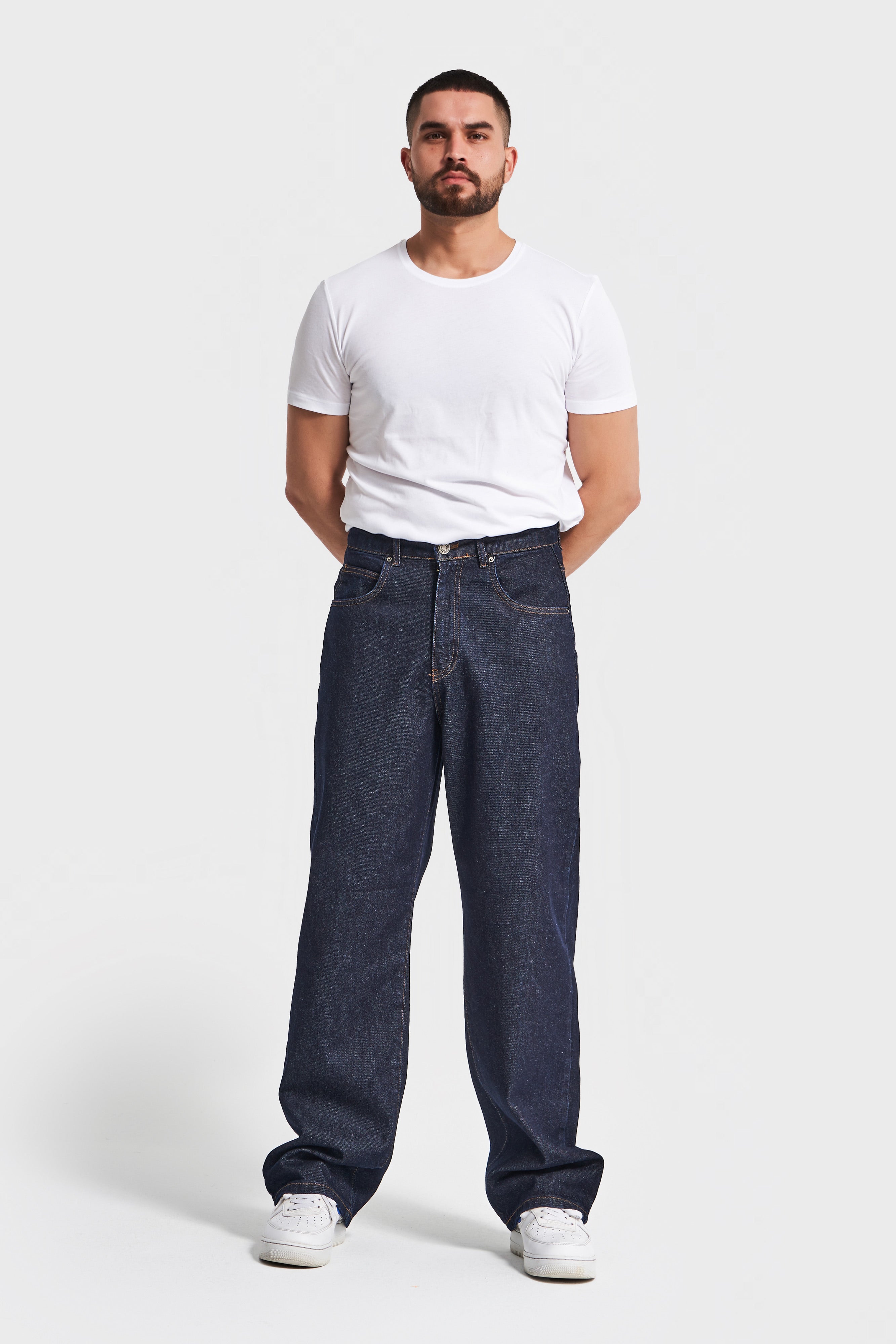 Erkek İndigo Renk 7w5-50 TT25 Relaxed Baggy Fit İç Boy 80cm Rahat Kesim %100 Koton Denim Jean