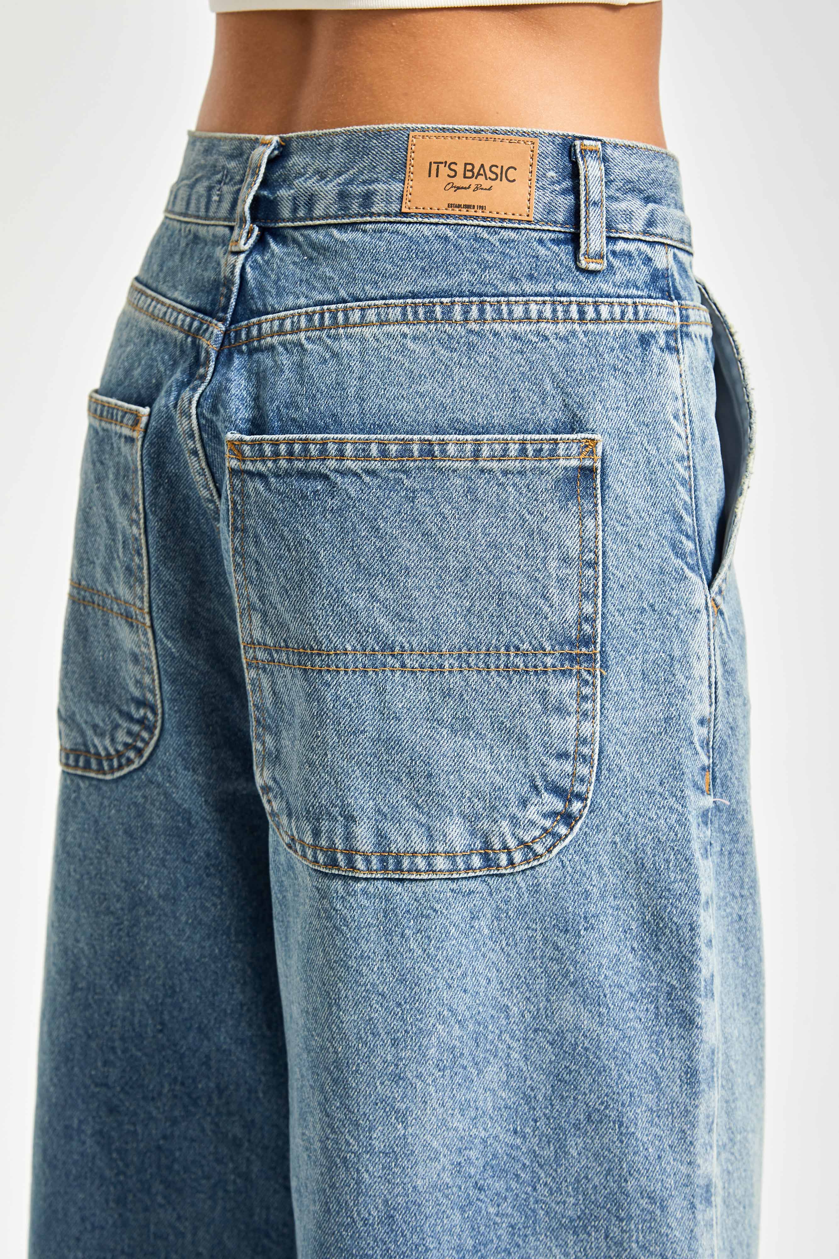Kadın Tint Kot Rengi Juniper 17s5-31 Skater Fit Bol Kesim Denim Pantolon