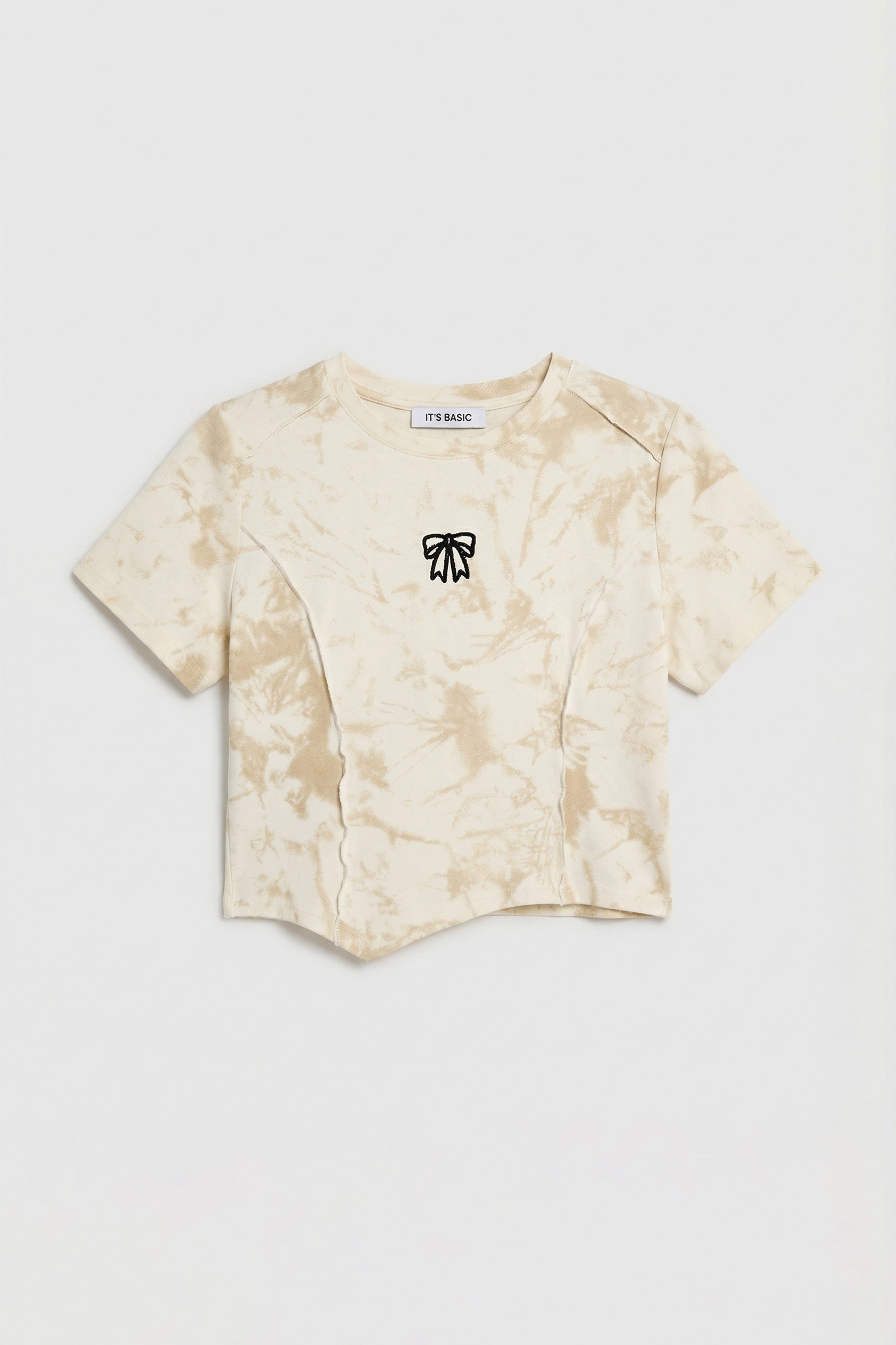 Kadın Bej Ekru w5 Özel Kumaş Elastan Crop Top