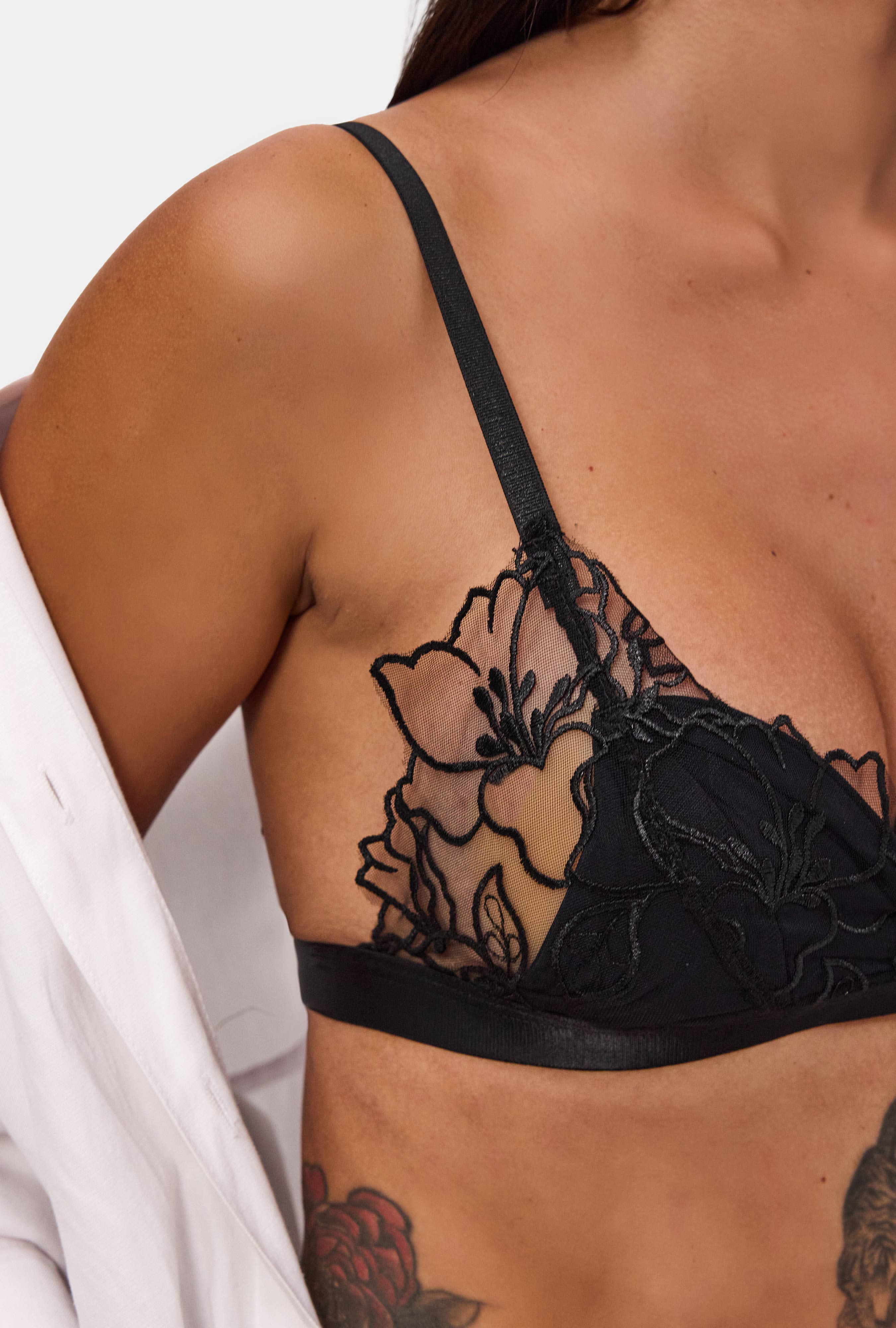 Kadın Kırmız Bej Siyah 3'lü Paket Dantelli Bralet Büstiyer