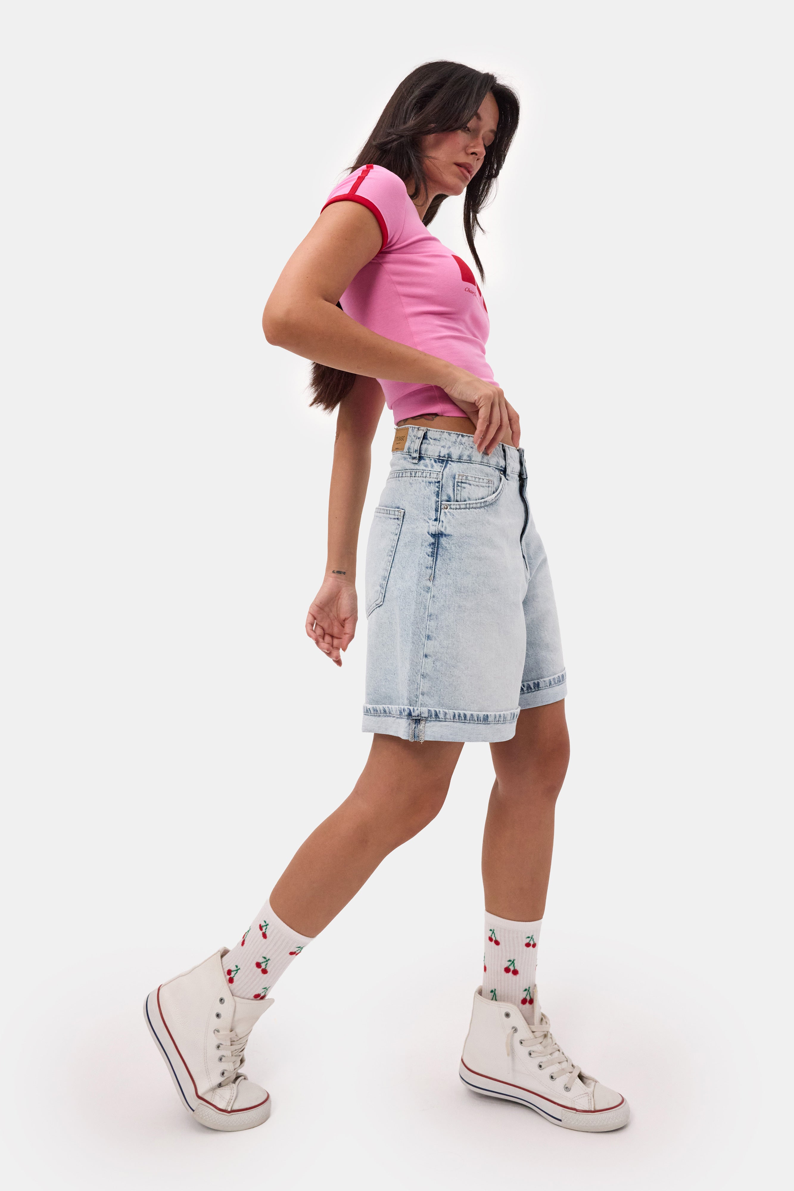 Kadın Ice 4s6-3 Relax Fit Bol Kesim Duble Paça Denim Şort