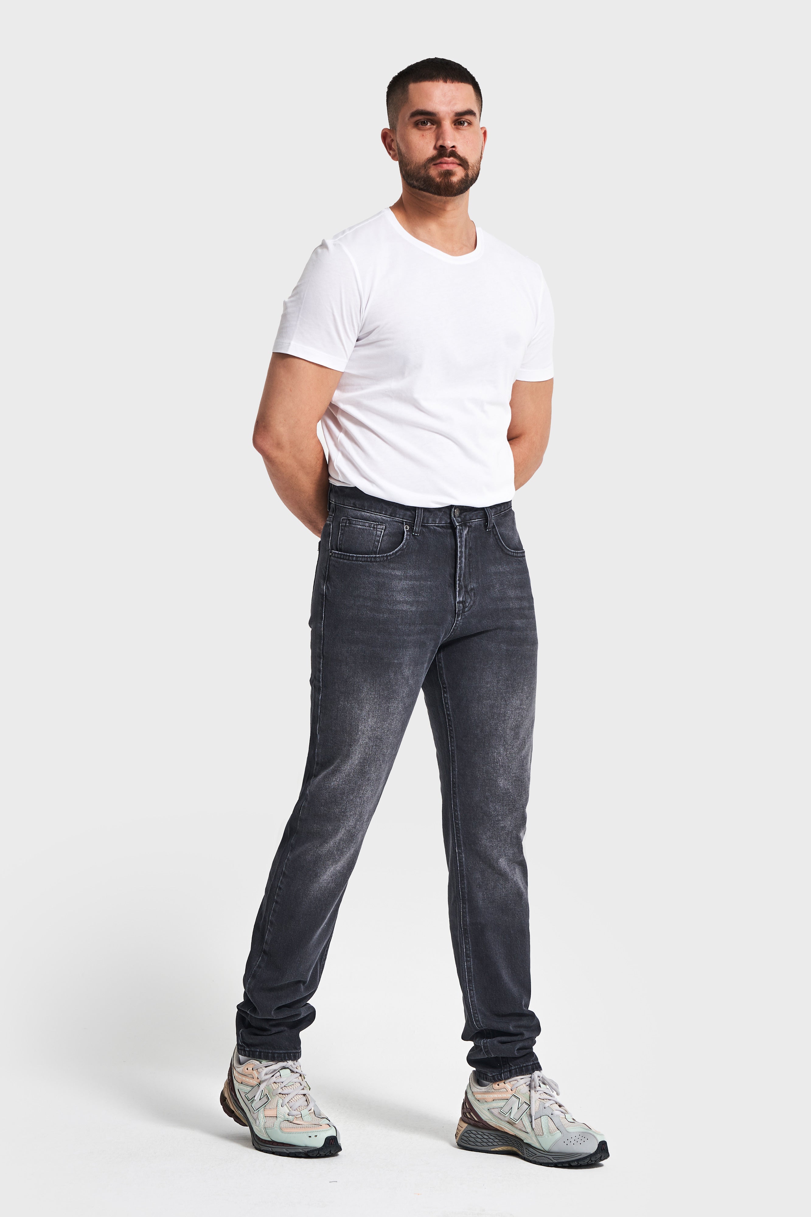 Men's Black Color Slim Fit Lycra Fabric Denim