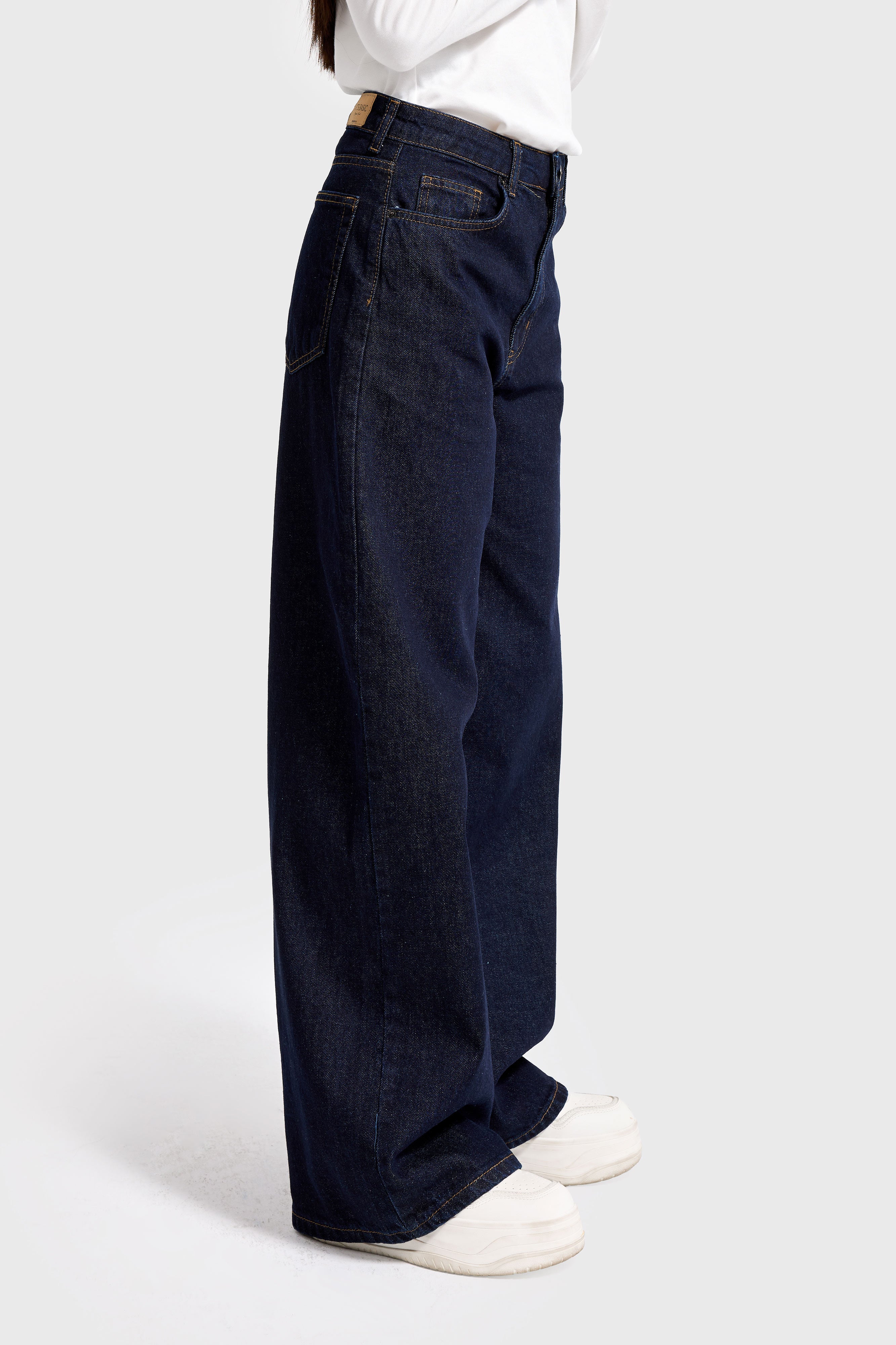 Kadın İndigo Renk 7w5-50 Palazzo Baggy Fit %100 Koton İç Boy 83cm Denim Jean