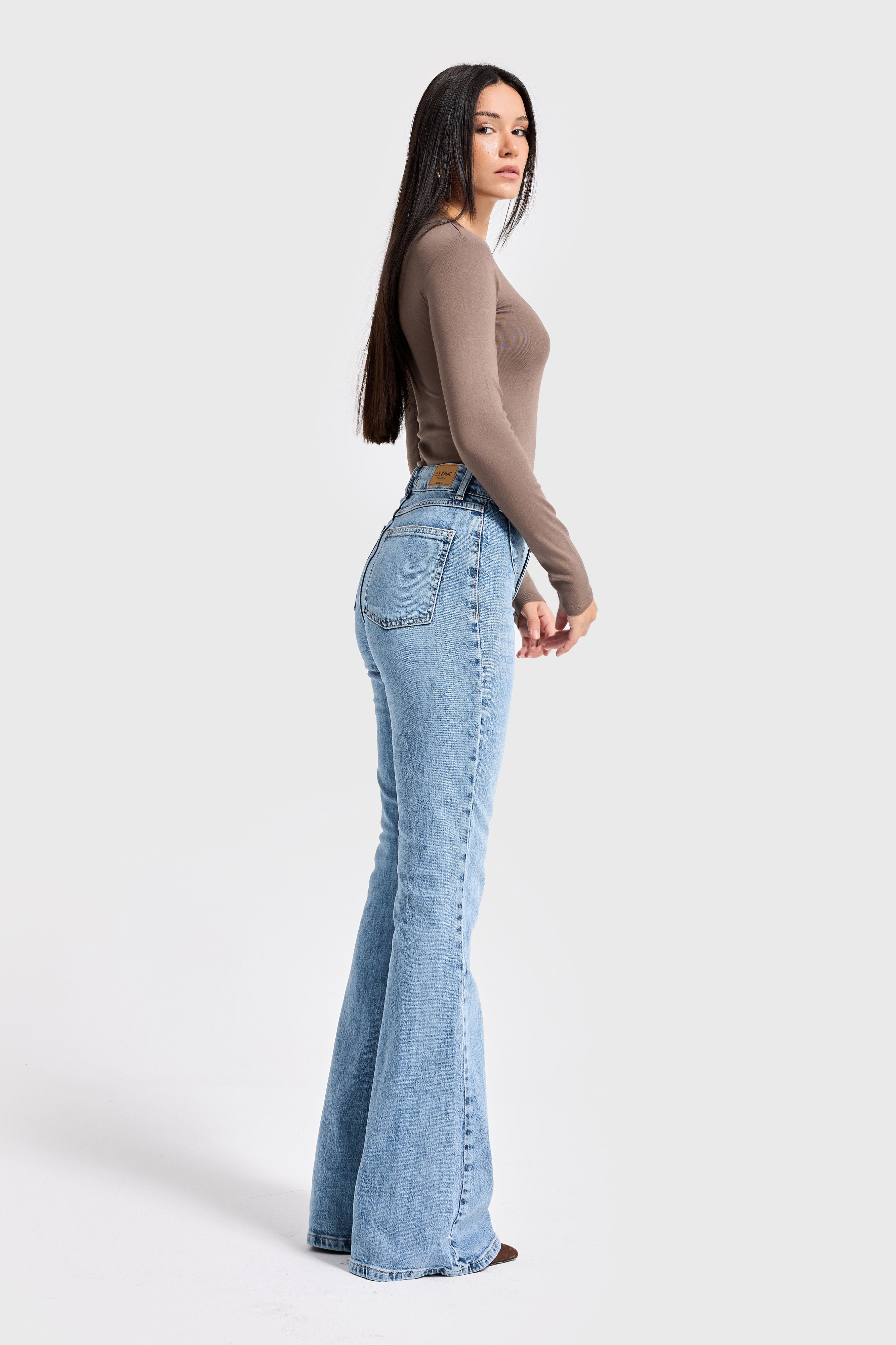 Women's Ice Blue Flare Fit Viscose Denim Jeans