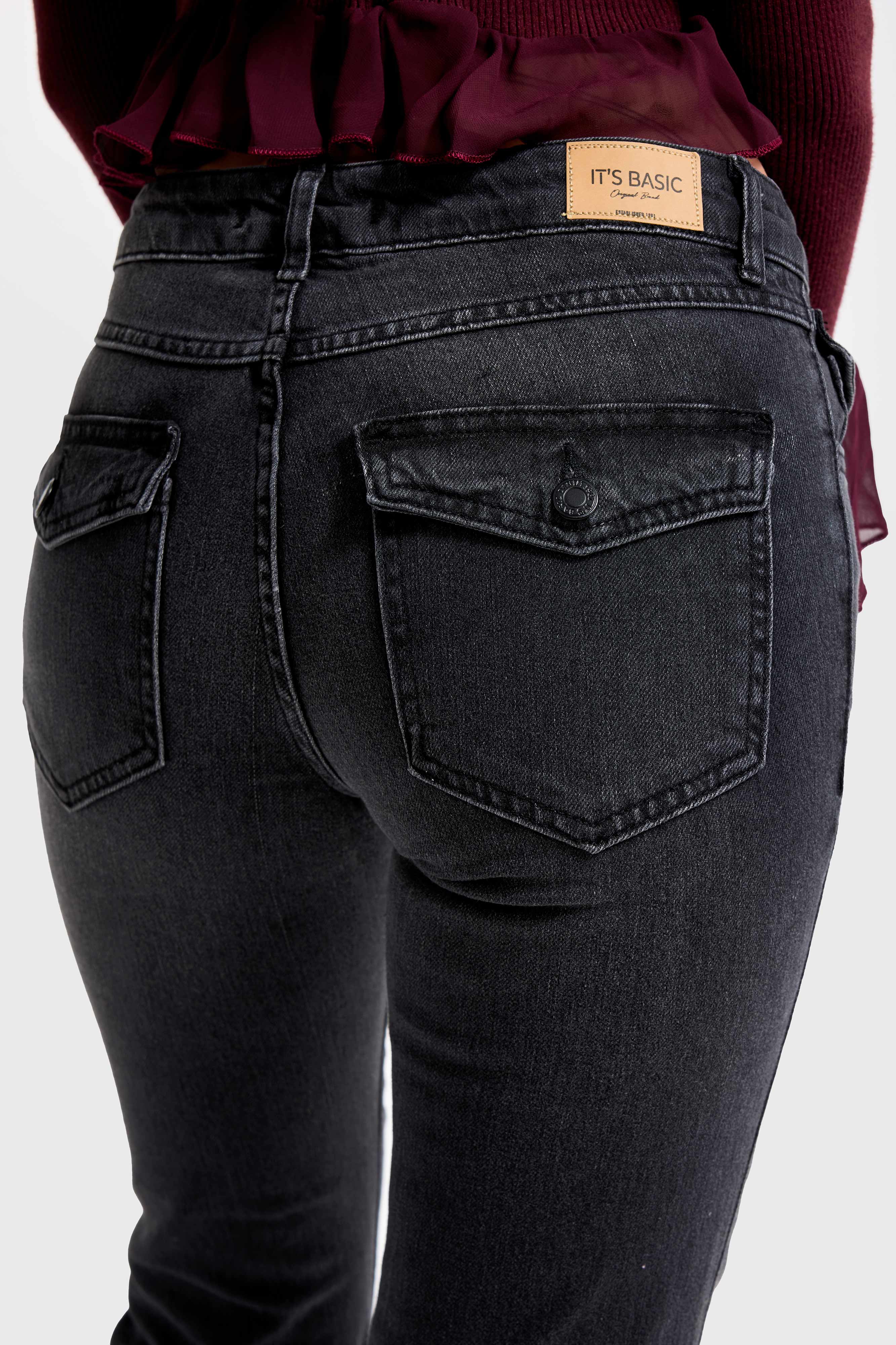 Kadın Koyu Füme Renk 2w5-1 SLN05 Midrise Flare Fit Esnek Kumaş İç Boy 83cm Denim Jean