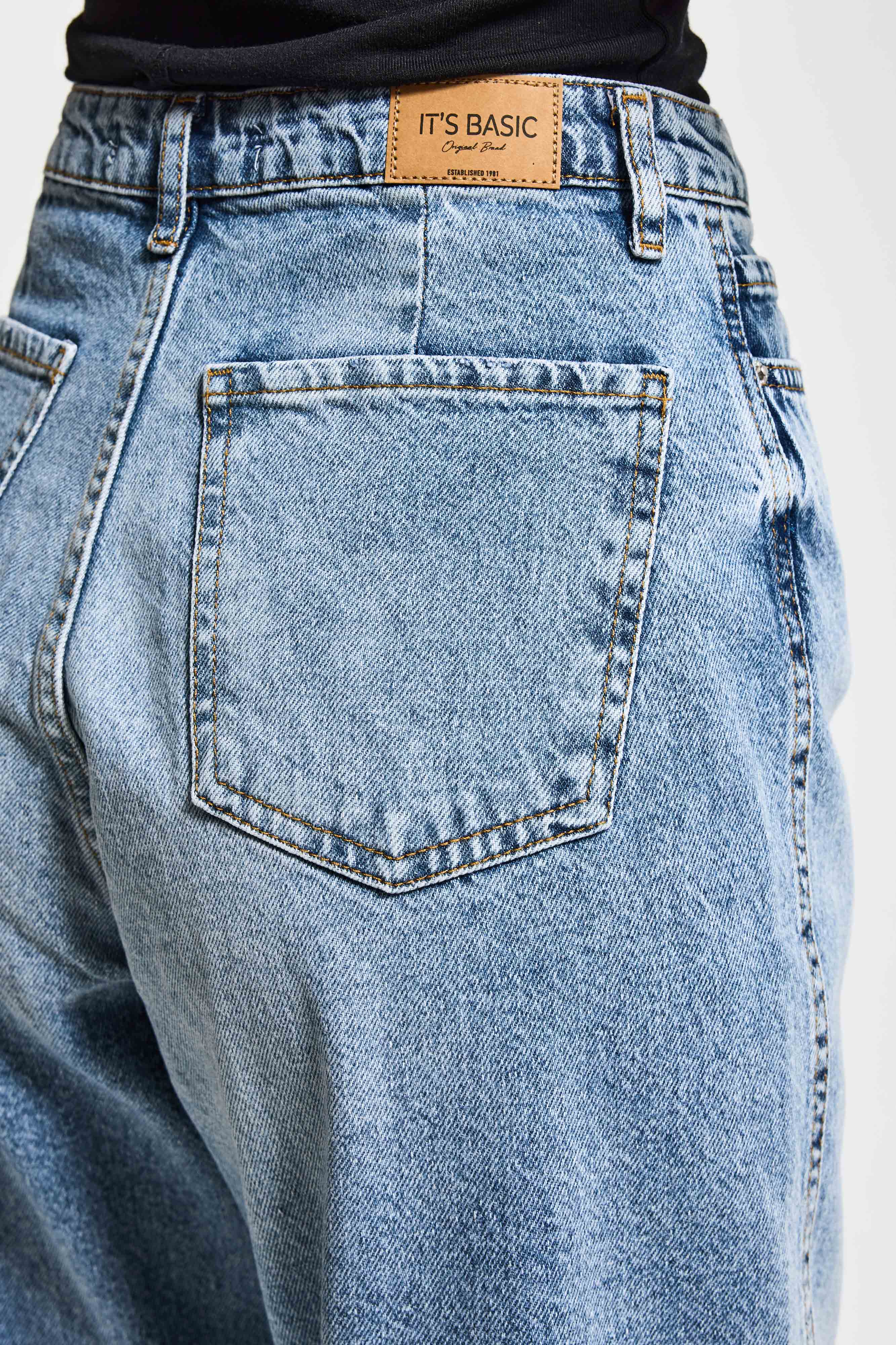 Kadın Snow Kot Rengi Relax Mom Fit Denim Pantolon