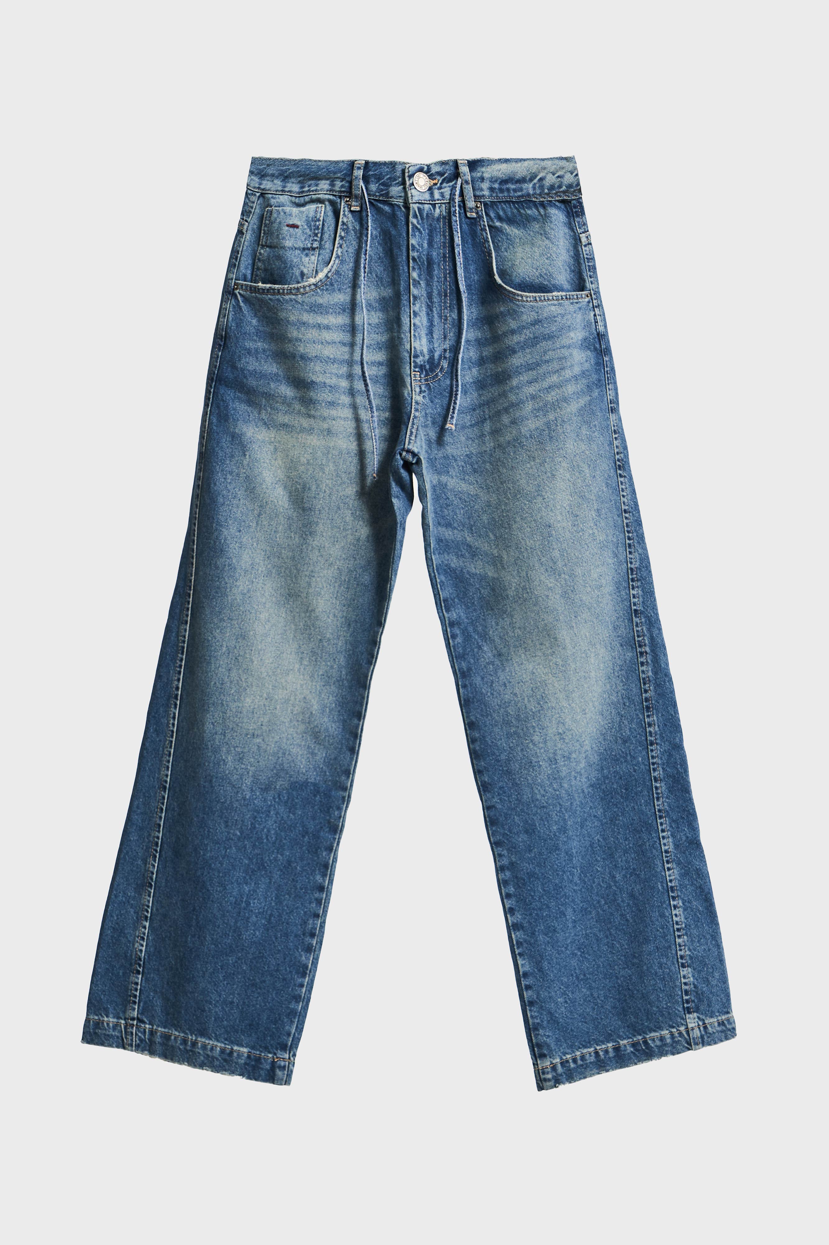 Erkek T.Kot Rengi NC17 2w5-32 Relaxed Baggy Fit Kemeri Bağcıklı İç Boy 79cm %100 Koton Denim Jean