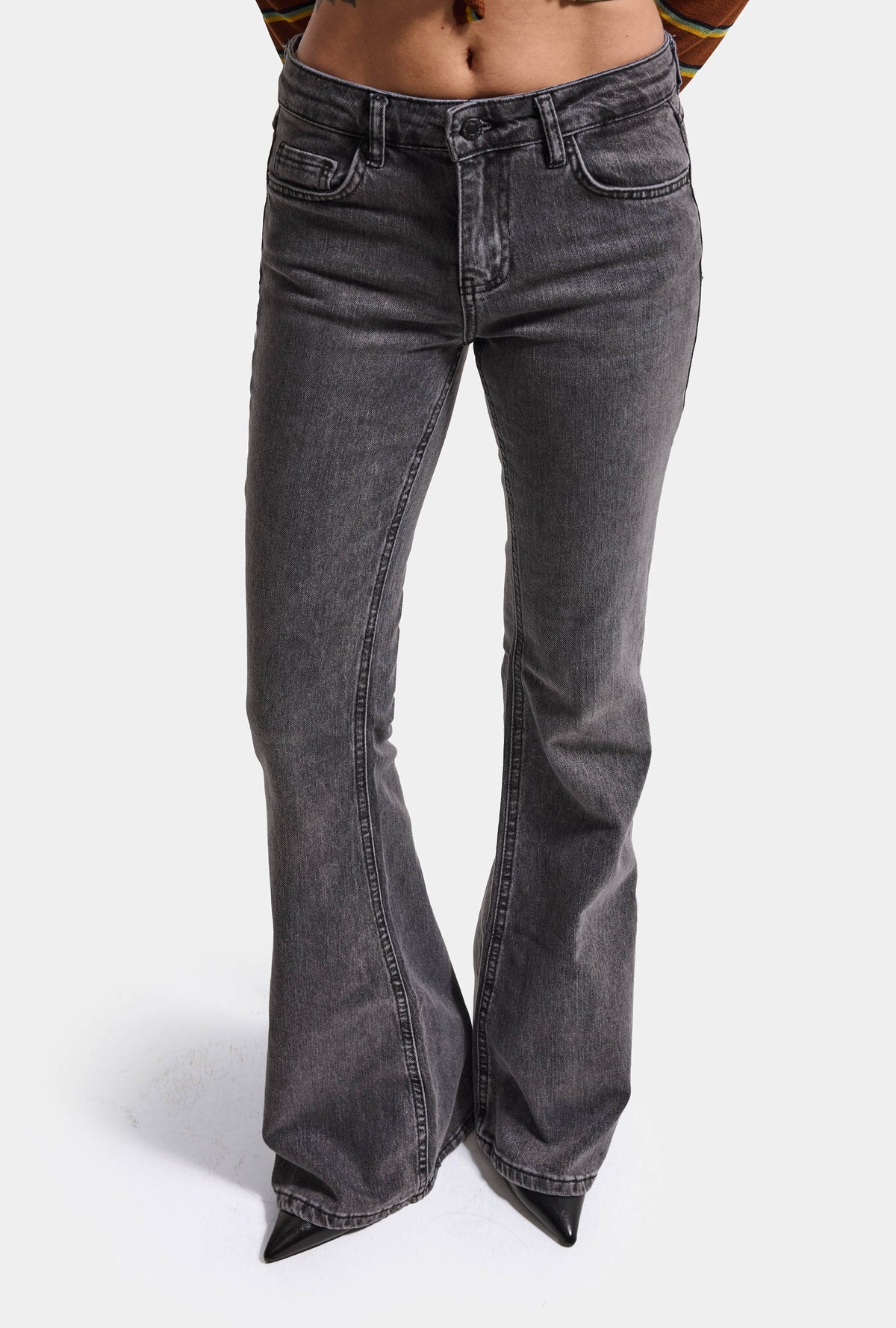 Kadın Füme 4s6-14 Mid Rise Flare Fit Esnek Kumaş Denim Jean