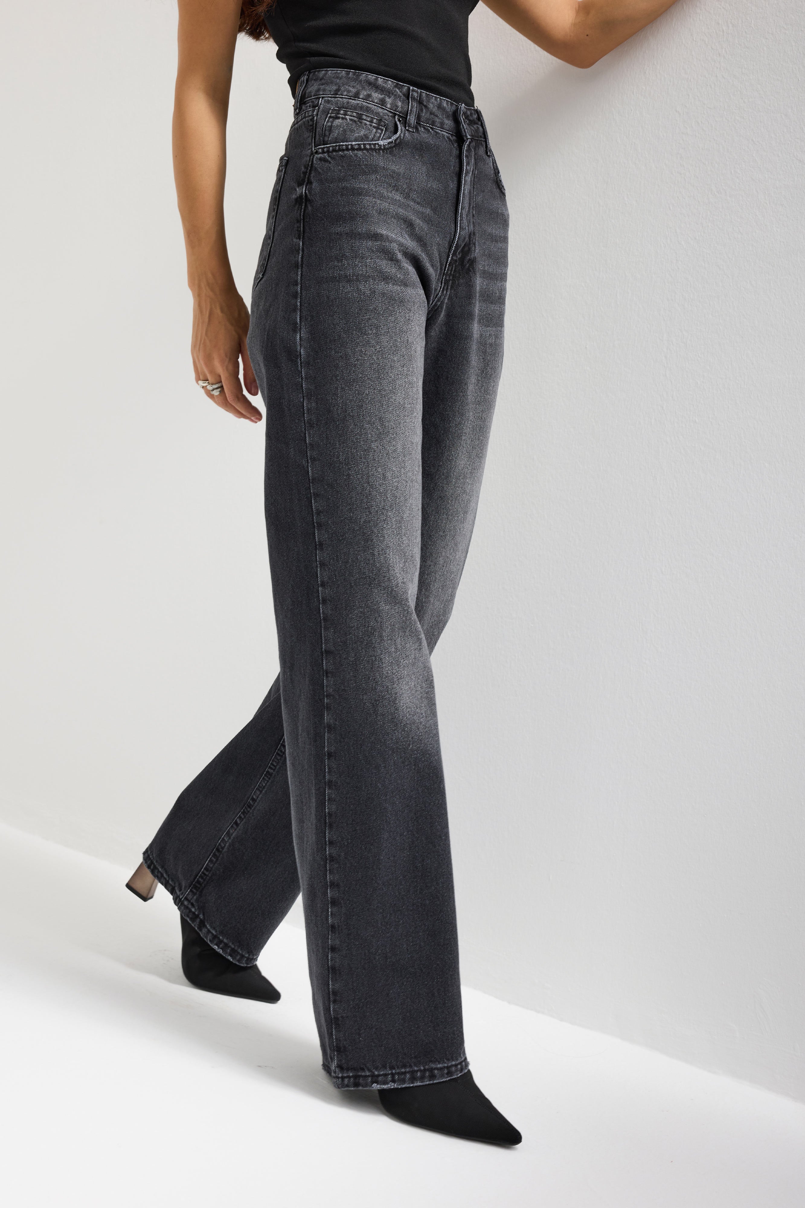 Женский джинсовый жакет Doris дымчатого цвета, прямой крой, высокая талия, 100% хлопок