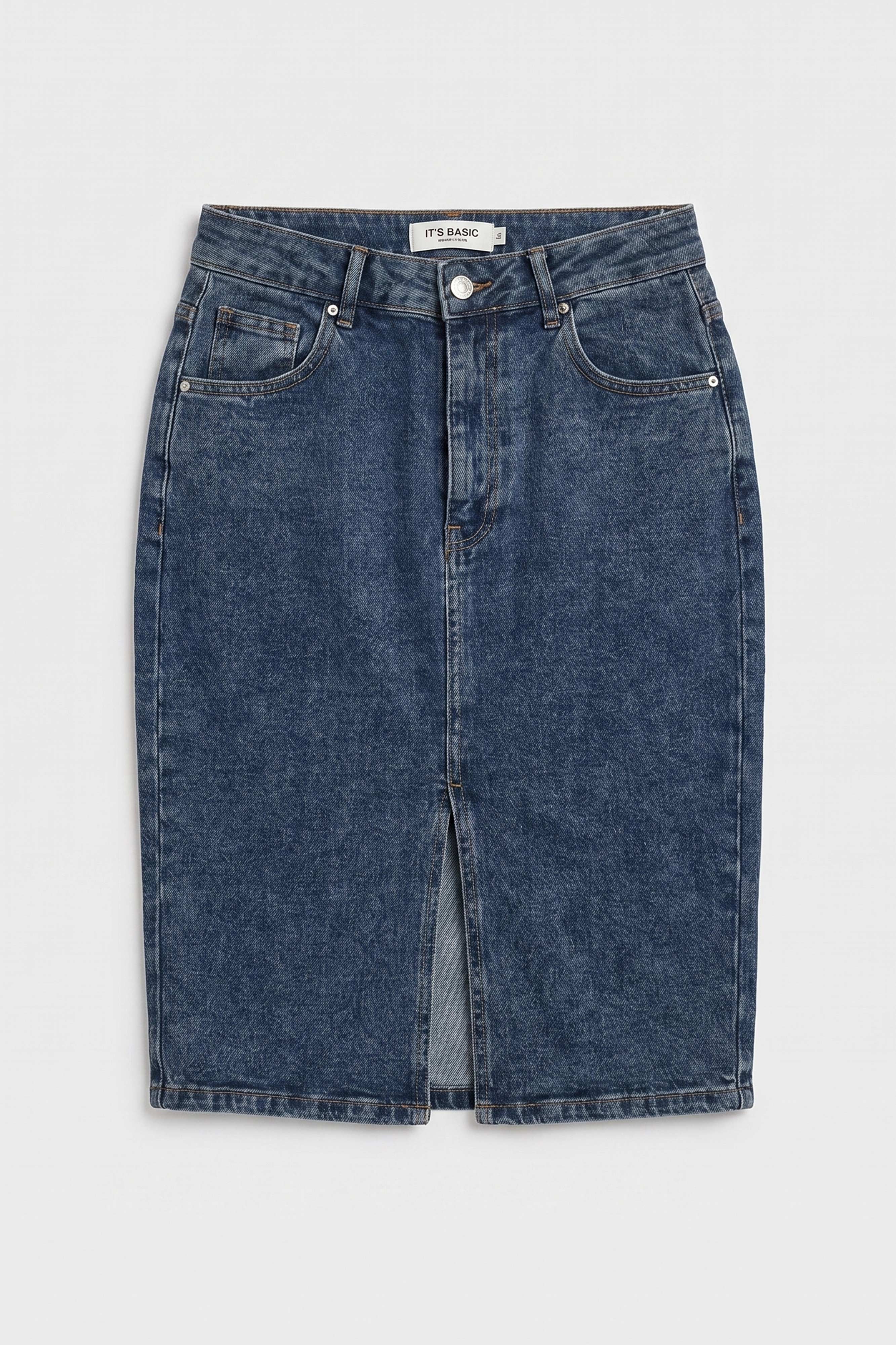 Women's Tint Denim Erica Midi High-Waisted Slit Jean Skirt