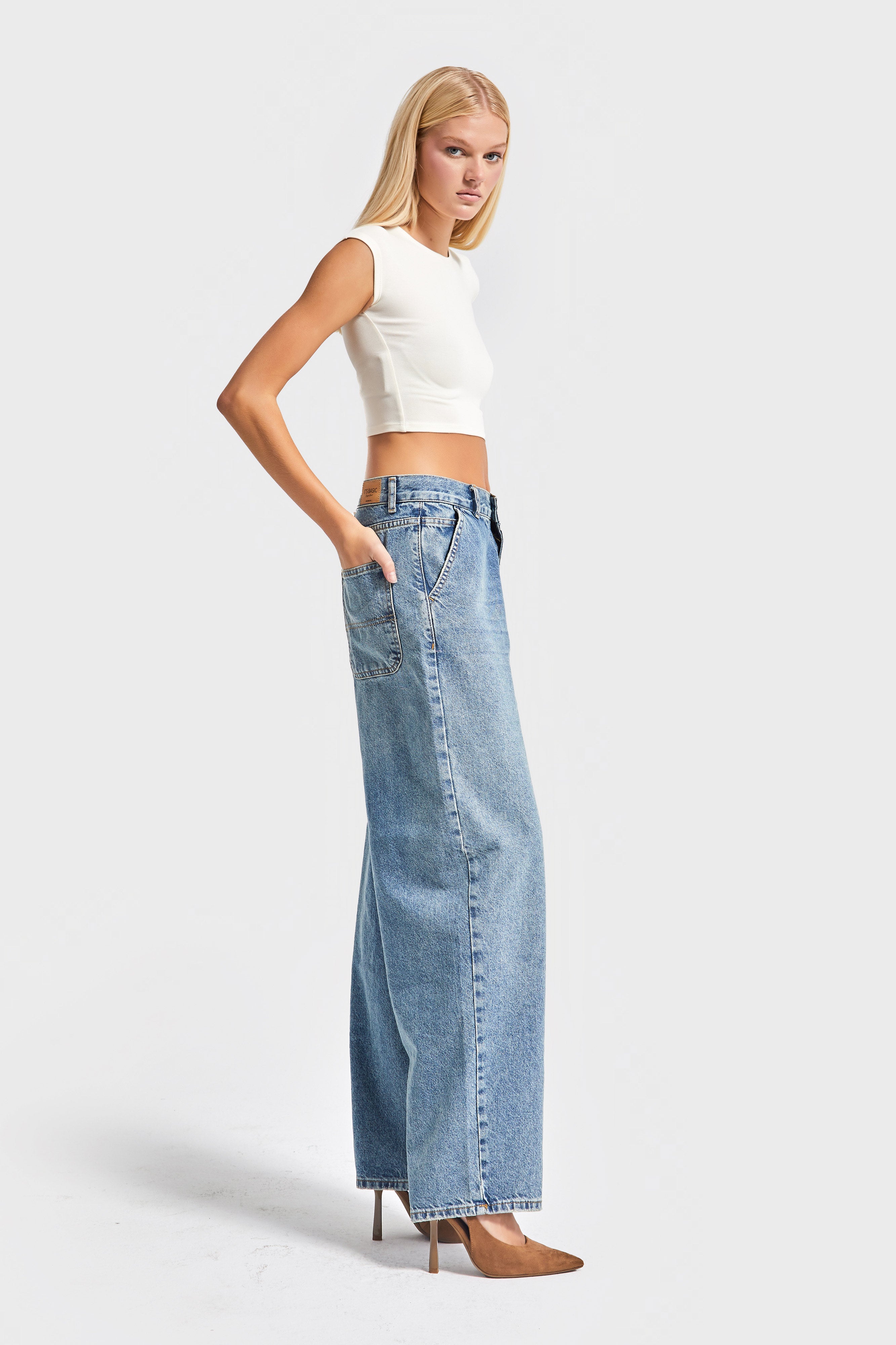 Kadın Tint Kot Rengi Juniper 17s5-31 Skater Fit Bol Kesim Denim Pantolon