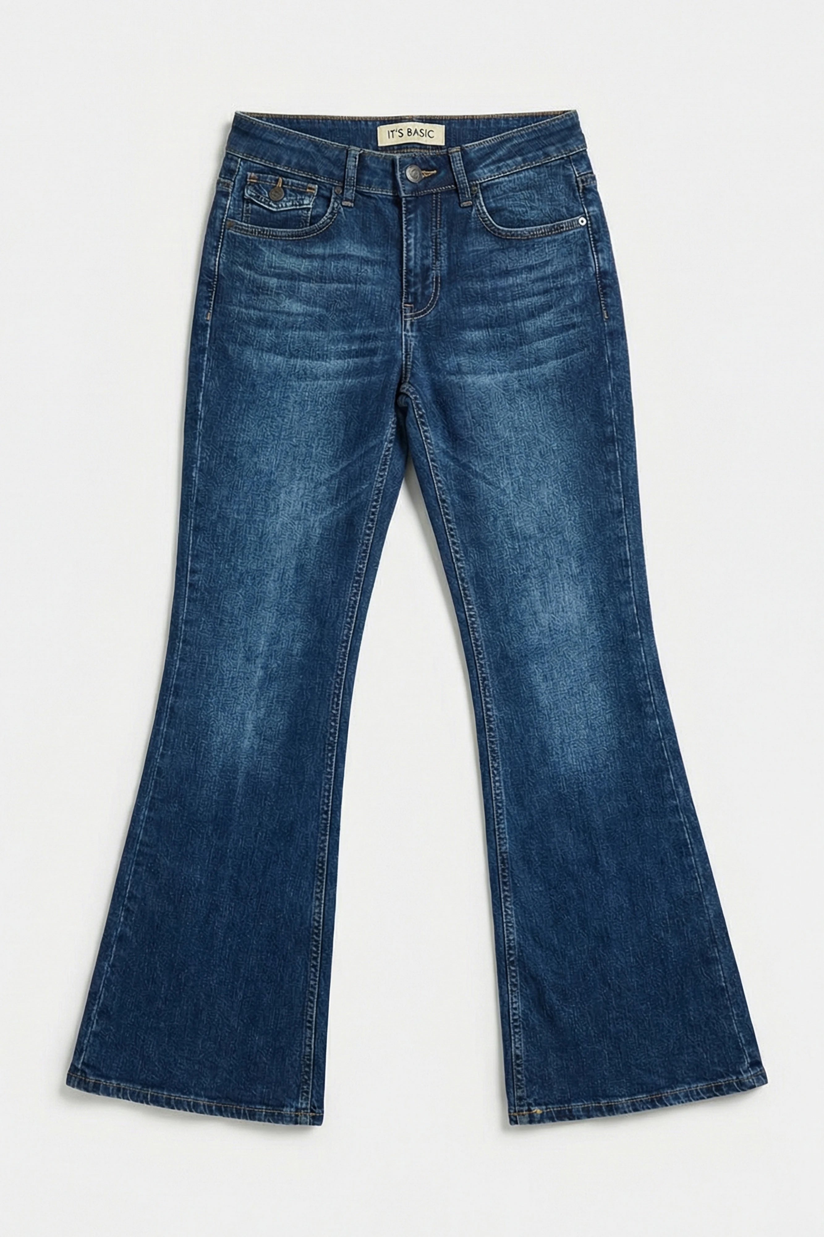 Women's Blue 2w5-5 SLN05 Midrise Flare Fit Stretch Fabric Inseam 83cm Denim Jeans