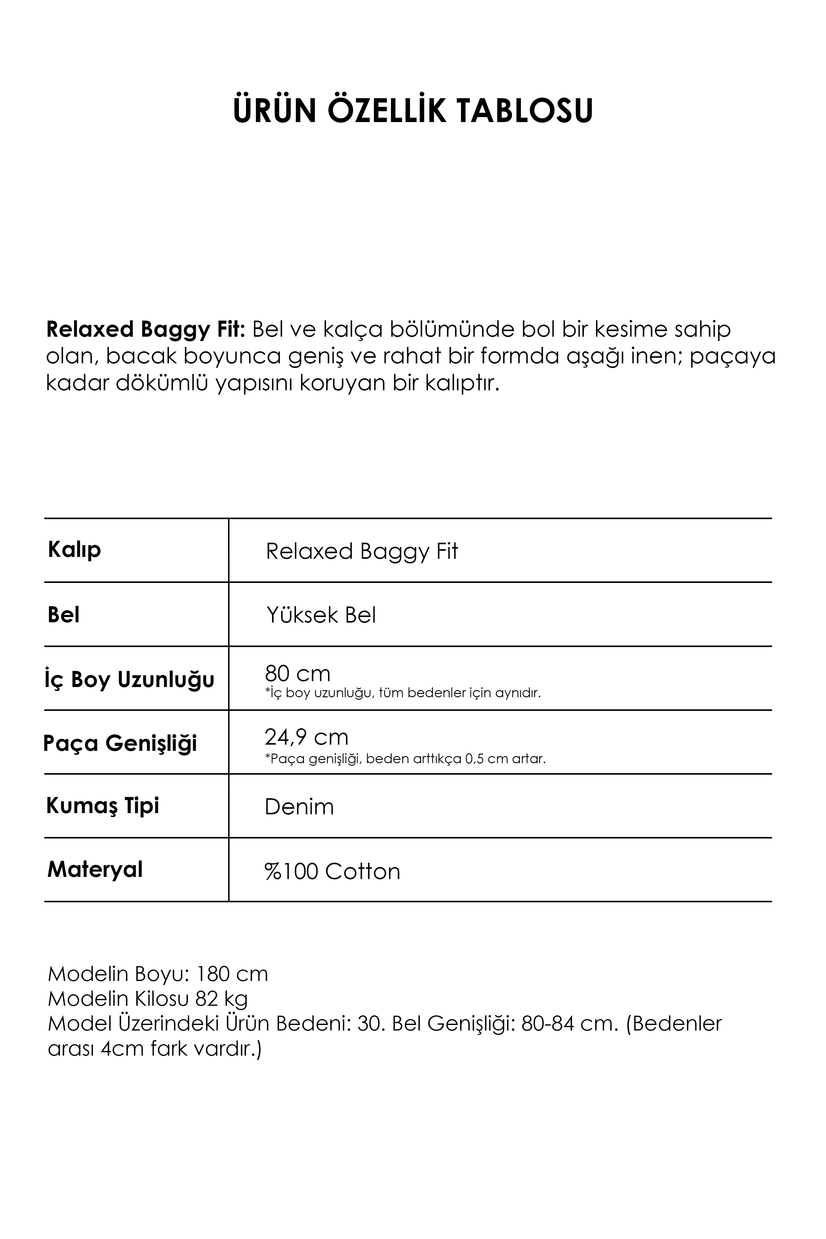 Erkek Koyu Kot Rengi 1s6-154 TT25 Relaxed Baggy Fit İç Boy 80cm Rahat Kesim %100 Koton Denim Jean